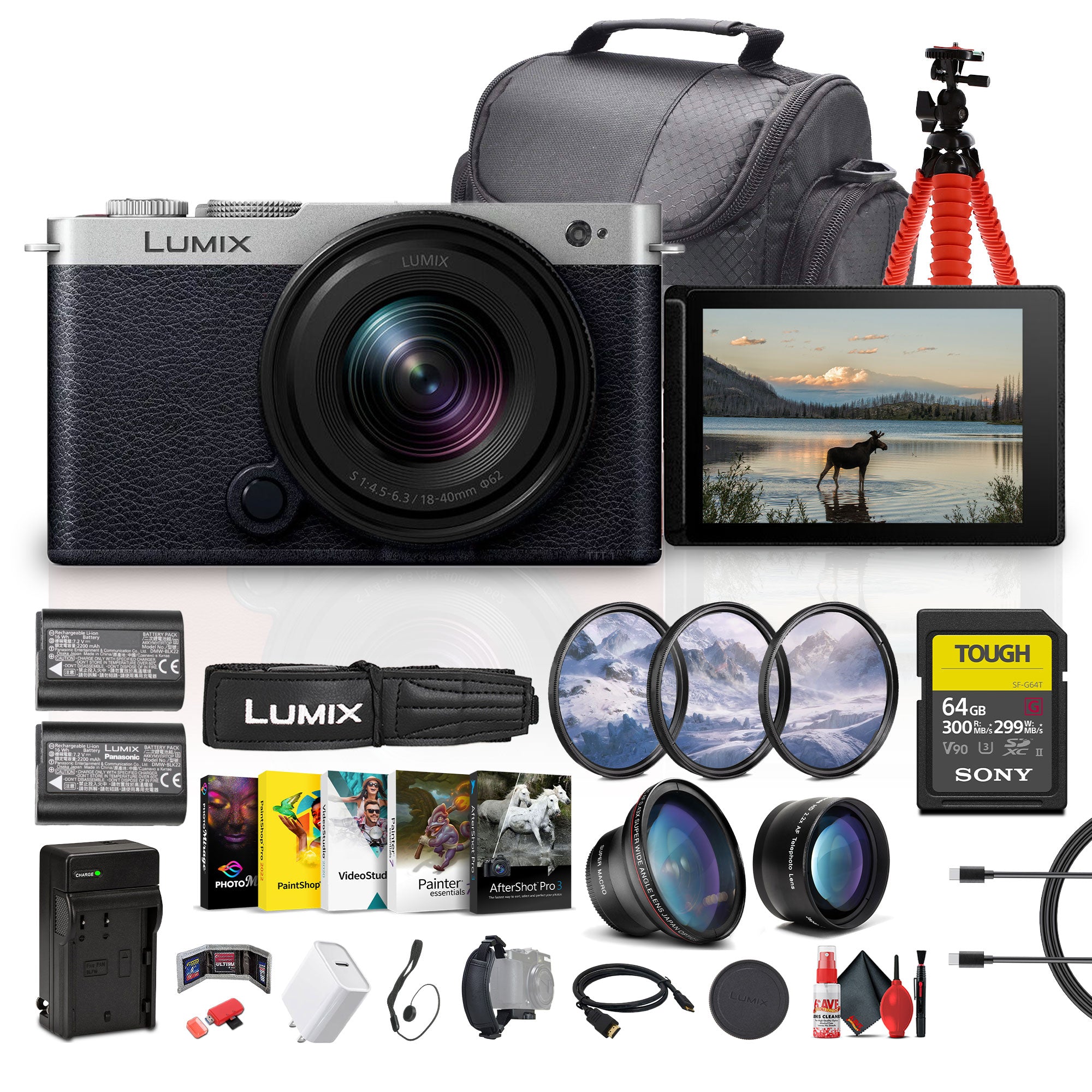 Panasonic Lumix S9 Mirrorless Camera with 18-40mm f/4.5-6.3 Lens (Silver) + More