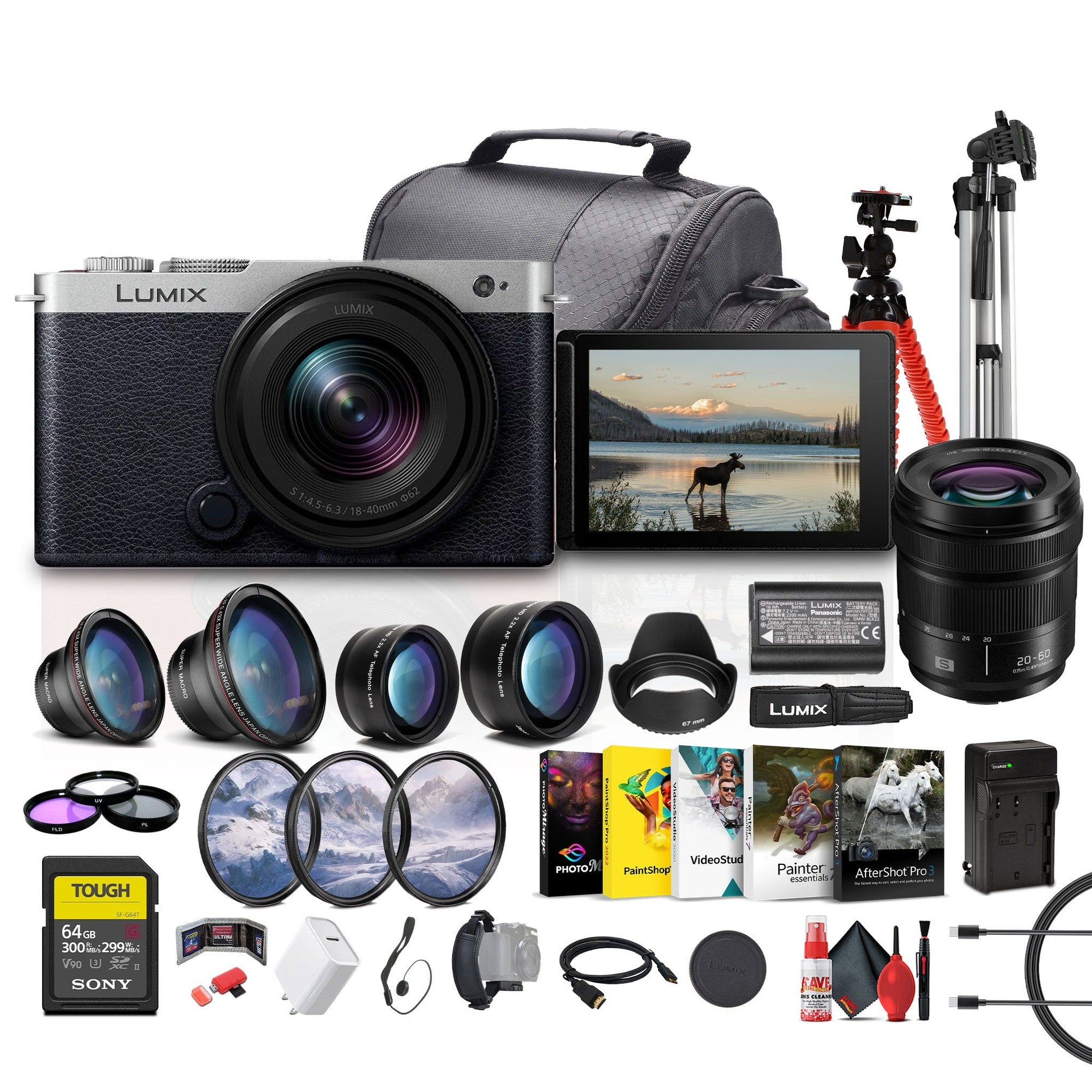 Panasonic Lumix S9 Mirrorless Camera with 18-40mm f/4.5-6.3 Lens Silver + More Panasonic