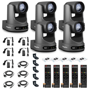 5 x PTZOptics Move 4K PTZ Camera with 12x Zoom Gray PT12X-4K-GY-G3 + 5 x Wall Mount