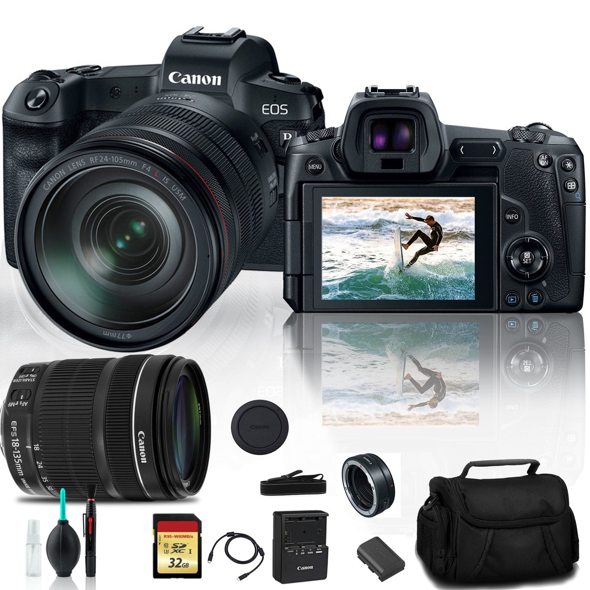 Canon EOS R Mirrorless Digital Camera 3075C012 with 24-105mm Lens With Canon EF Mount Adapter, 32GB Memory Card + More - Reconditioned Canon
