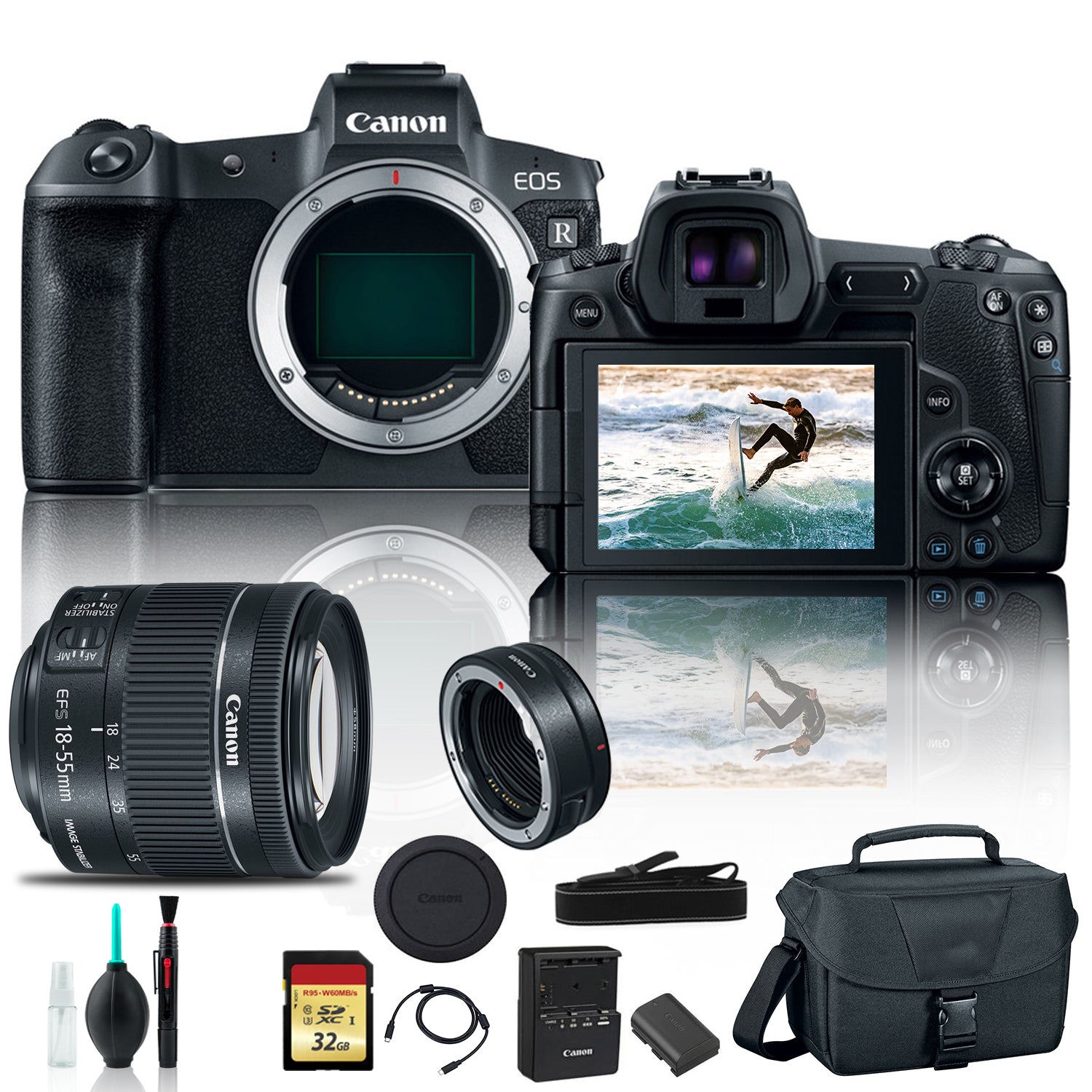 Canon EOS R Mirrorless Digital Camera 3075C002 With Canon EF Mount Adapter, 32GB Memory Card and More - Reconditioned Canon