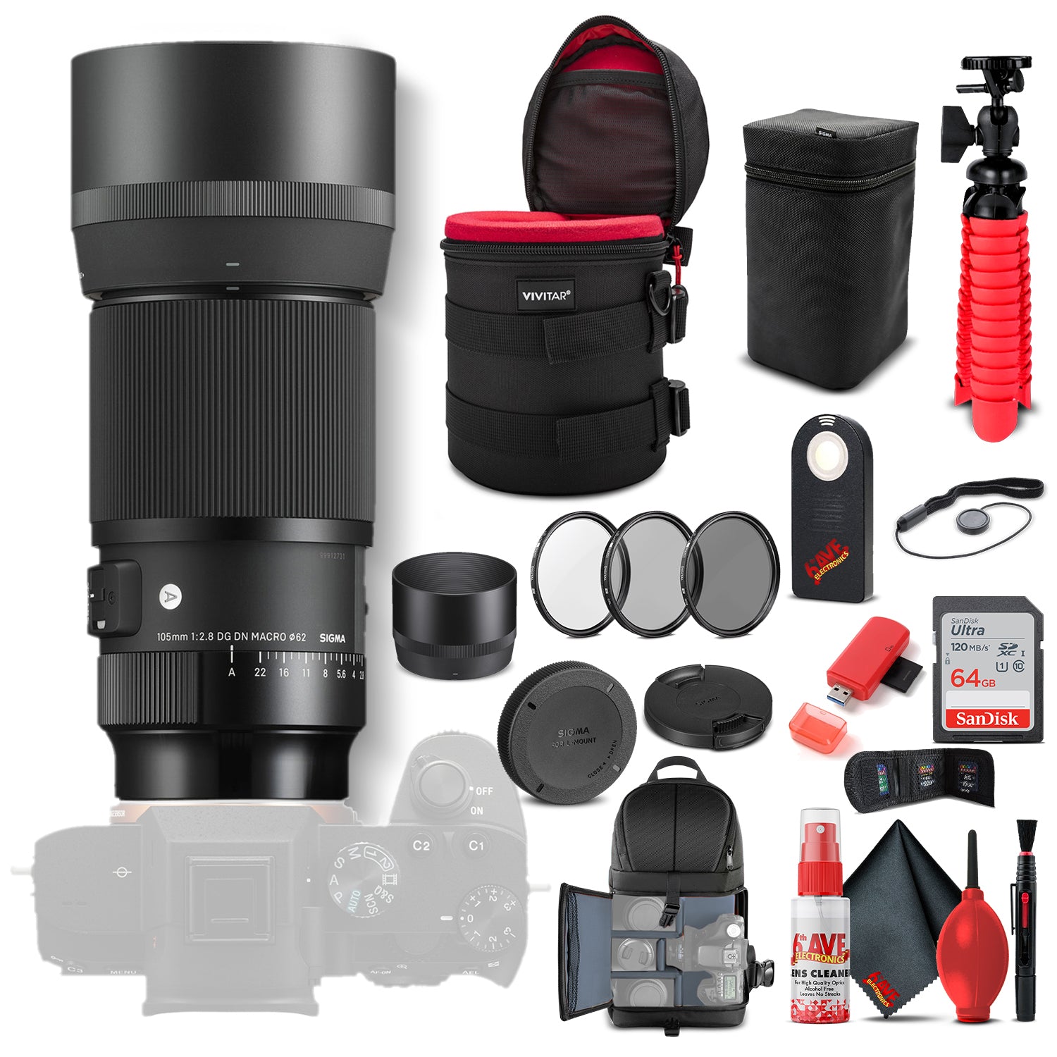Sigma 105mm f/2.8 DG DN Macro Art Lens for Sony E 260965 Bundle