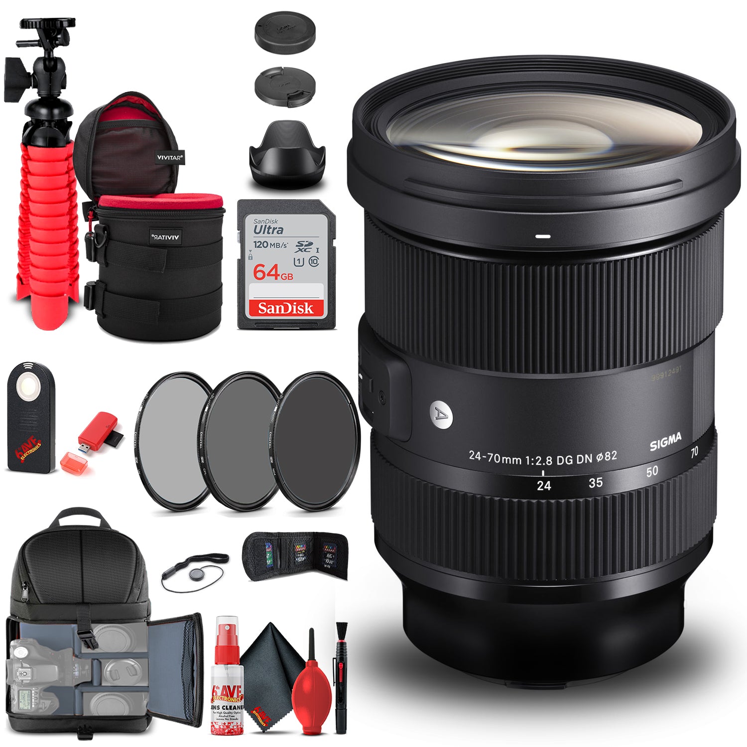 Sigma 24-70mm f/2.8 DG DN Art Lens for Sony E (578965) Bundle