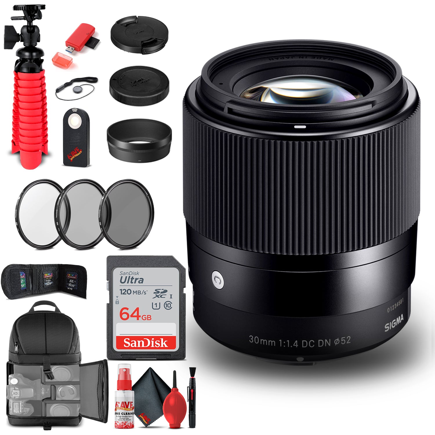 Sigma 30mm f/1.4 DC DN Contemporary Lens for Canon EF-M (302971) Bundle