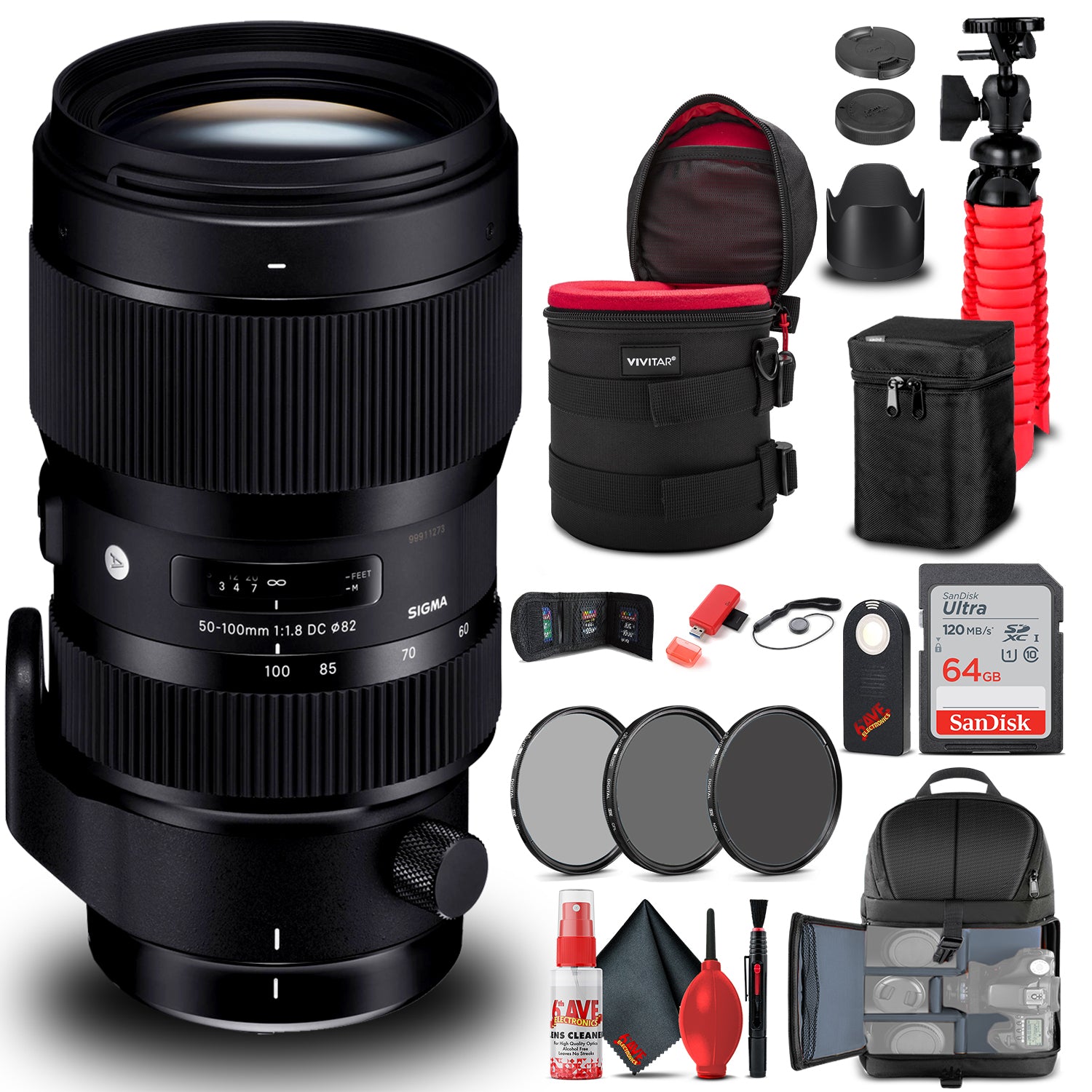 Sigma 50-100mm f/1.8 DC HSM Art Lens for Canon EF (693954) Bundle