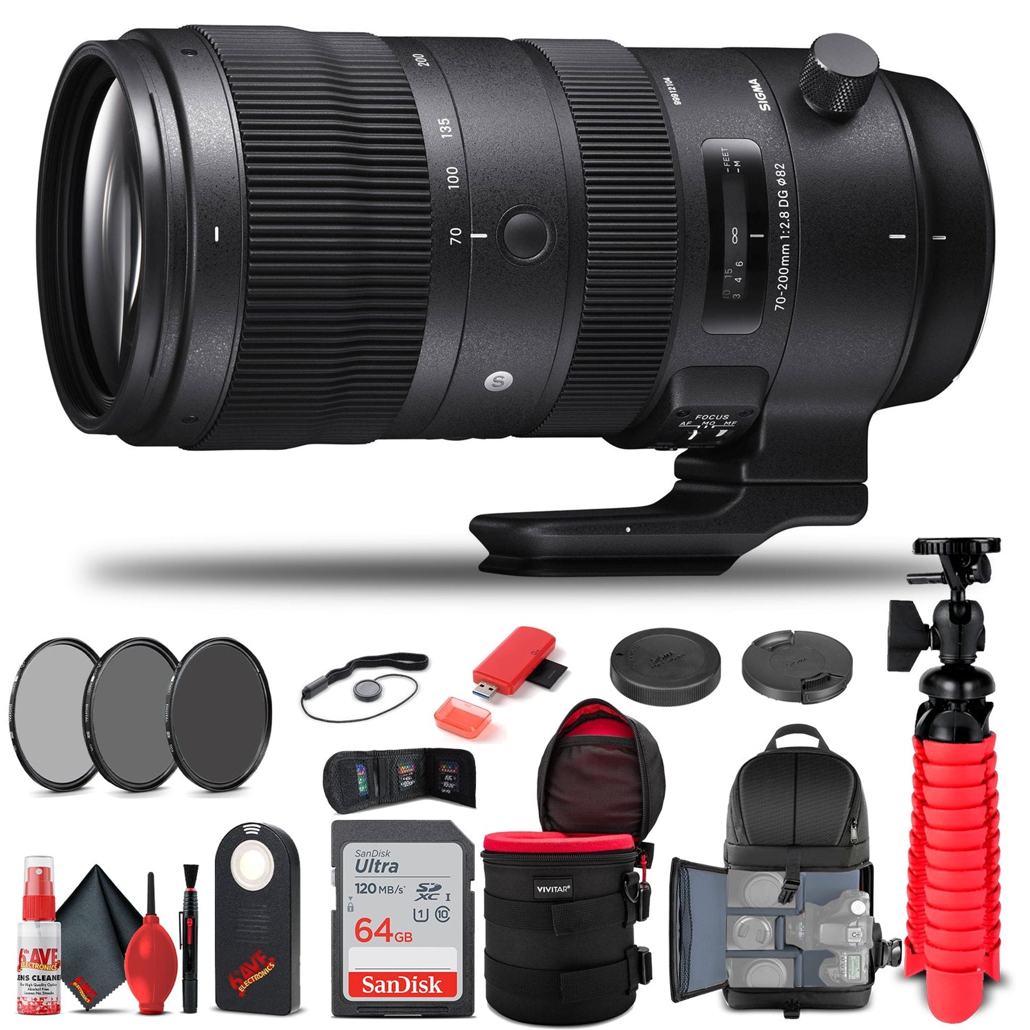 Sigma 70-200mm f/2.8 DG OS HSM Sports Lens for Nikon F 590955 Bundle Sigma