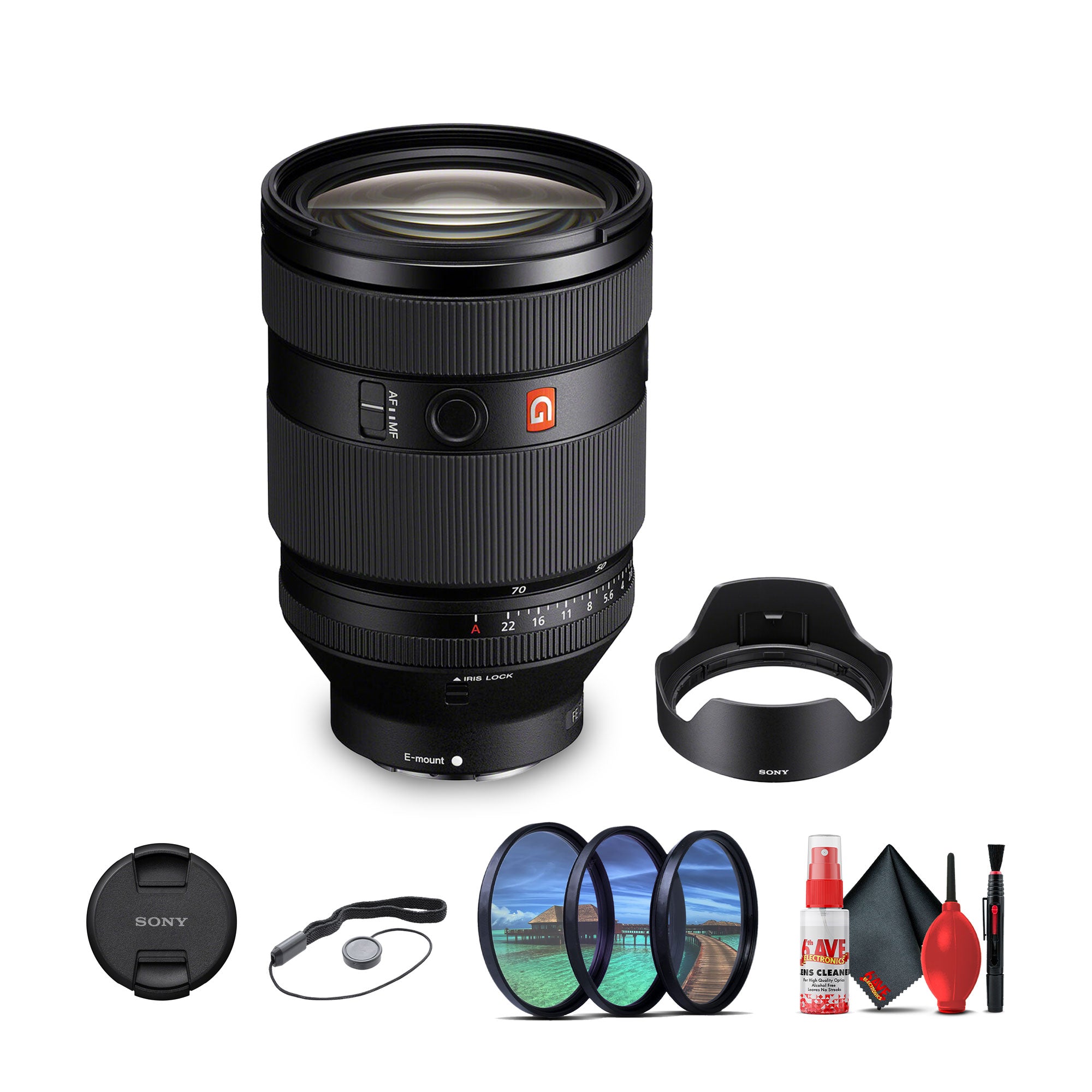 Sony G Master FE 28-70mm f/2 GM Lens (Sony E) + Lens Filter Kit + Cleaning Kit + More