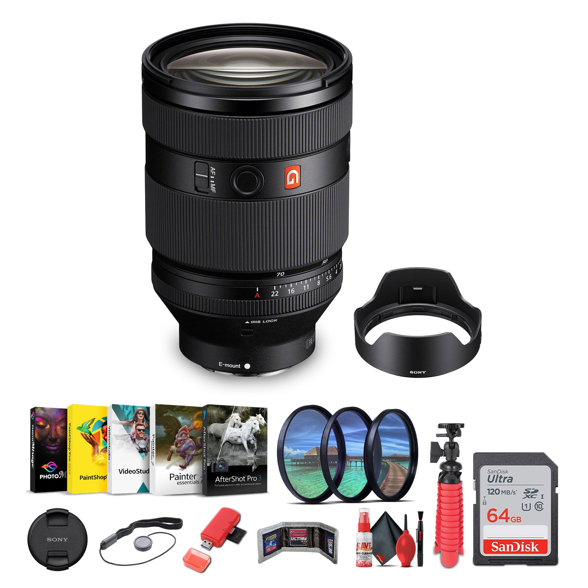 Sony G Master FE 28-70mm f/2 GM Lens (Sony E) + Sling Backpack + More