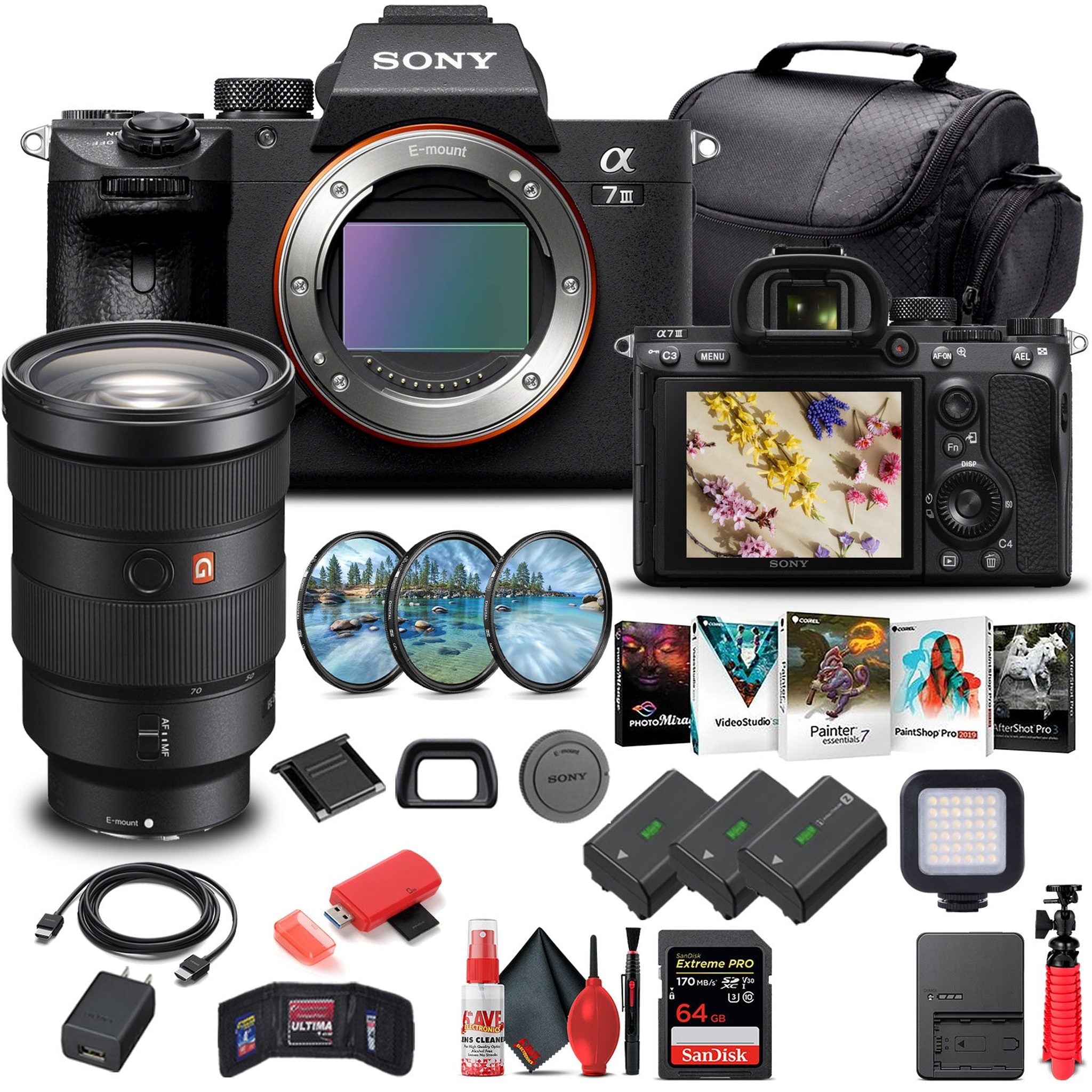 Sony Alpha a7 III Mirrorless Camera W/ Sony FE 24-70mm Lens - Advanced Bundle - Reconditioned Sony