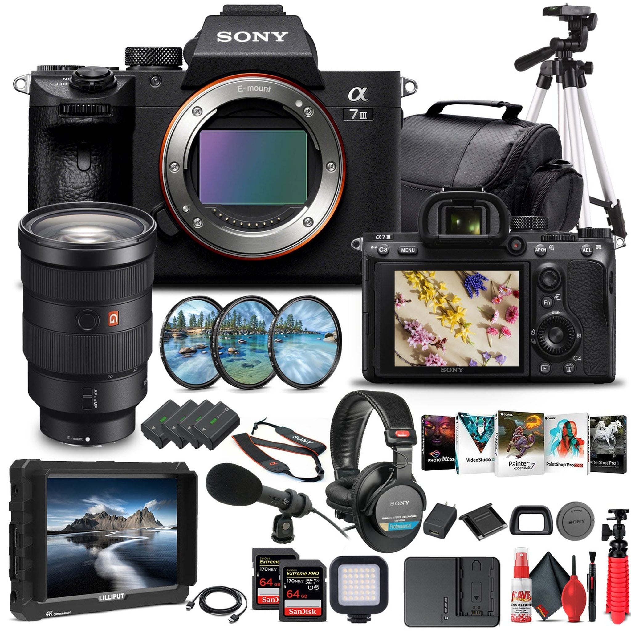 Sony Alpha a7 III Mirrorless Camera W/ Sony FE 24-70mm Lens - Pro Bundle - Reconditioned Sony