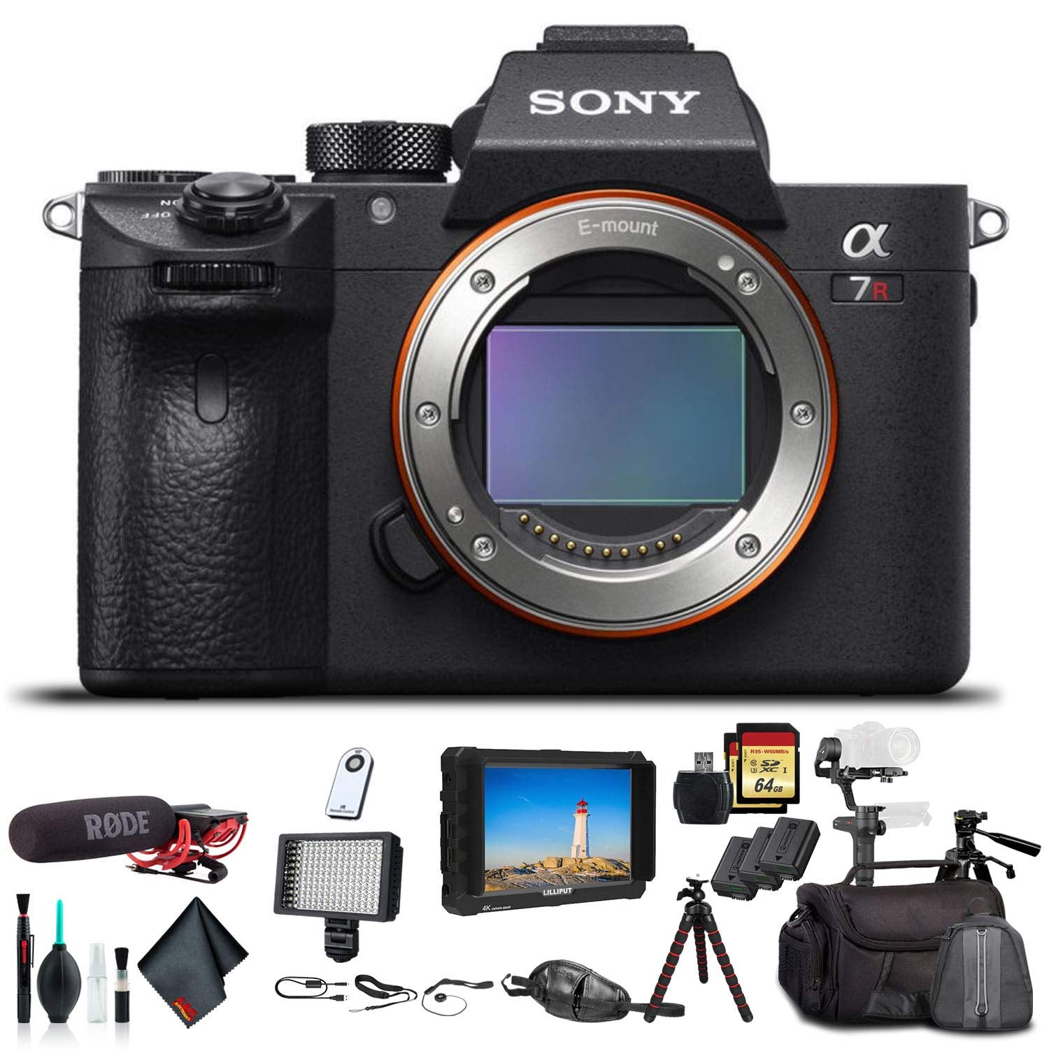 Sony Alpha a7R III Mirrorless Camera ILCE7RM3/B With Soft Bag, Zhiyun-Tech WEEBILL Stabilizer, 2x Extra Batteries, Rode Mic, LED Light, 2x 64GB Memory Cards, External Monitor , Essential Accessories