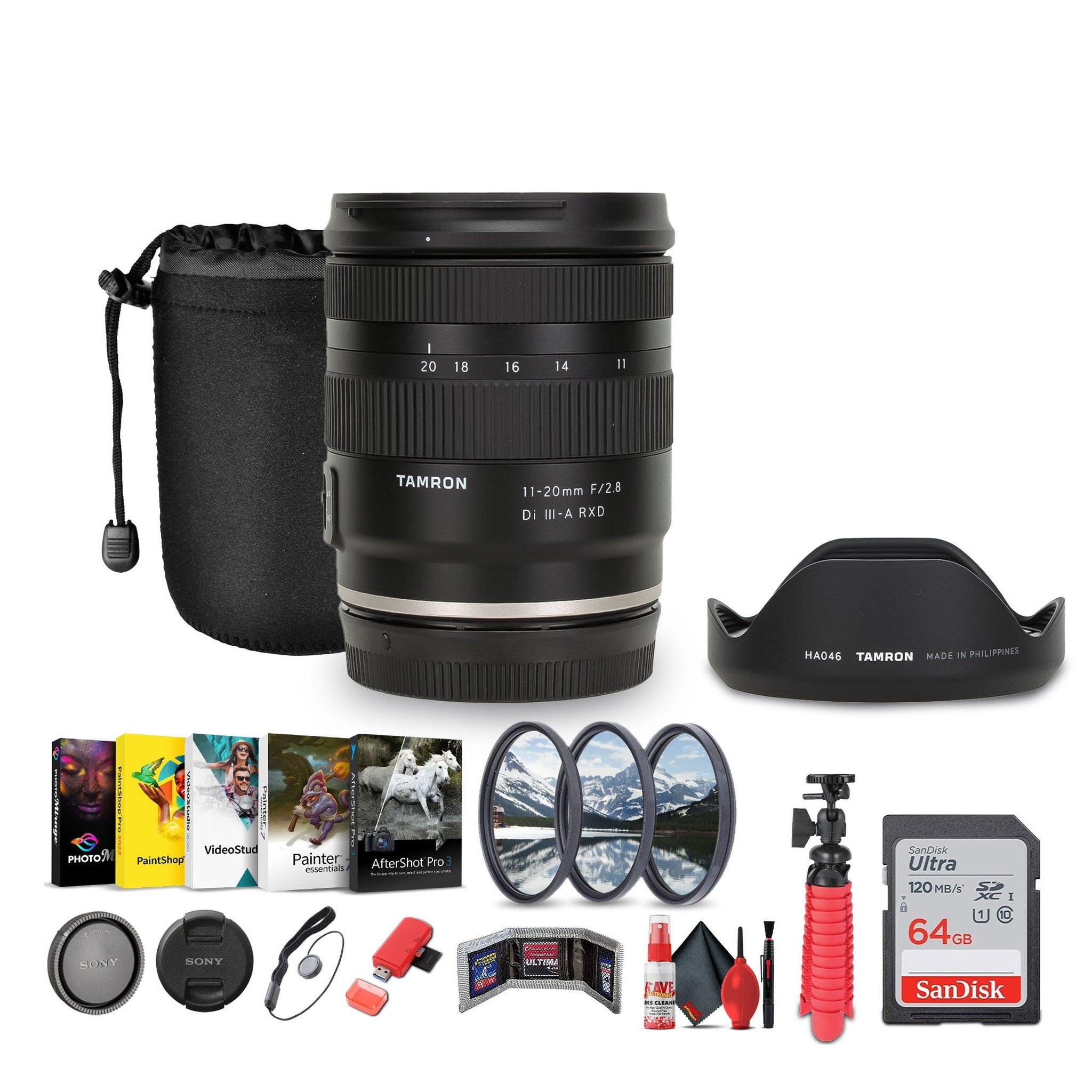 Tamron 11-20mm f/2.8 Di III-A RXD Wideangle Zoom Lens Canon RF + Sling Backpack + More Tamron