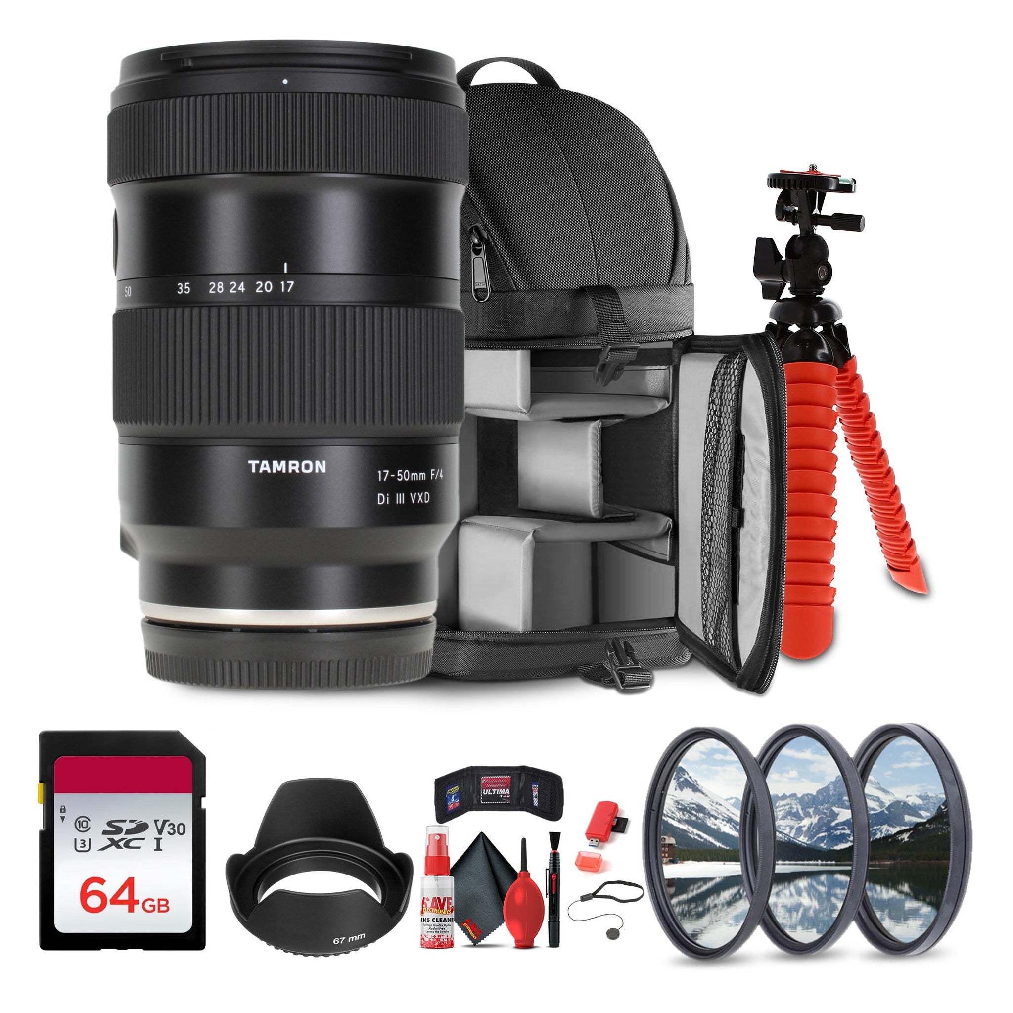 Tamron 17-50mm f/4 Di III VXD Lens Sony E + Sling Backpack + More