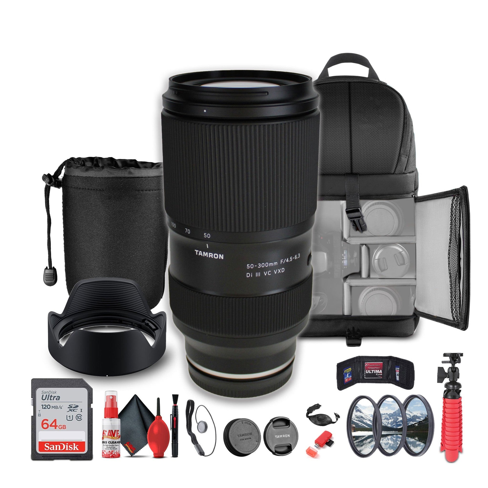Tamron 50-300mm f/4.5-6.3 Di III VC VXD Lens For Sony E Mirrorless Cameras - Bundle Tamron