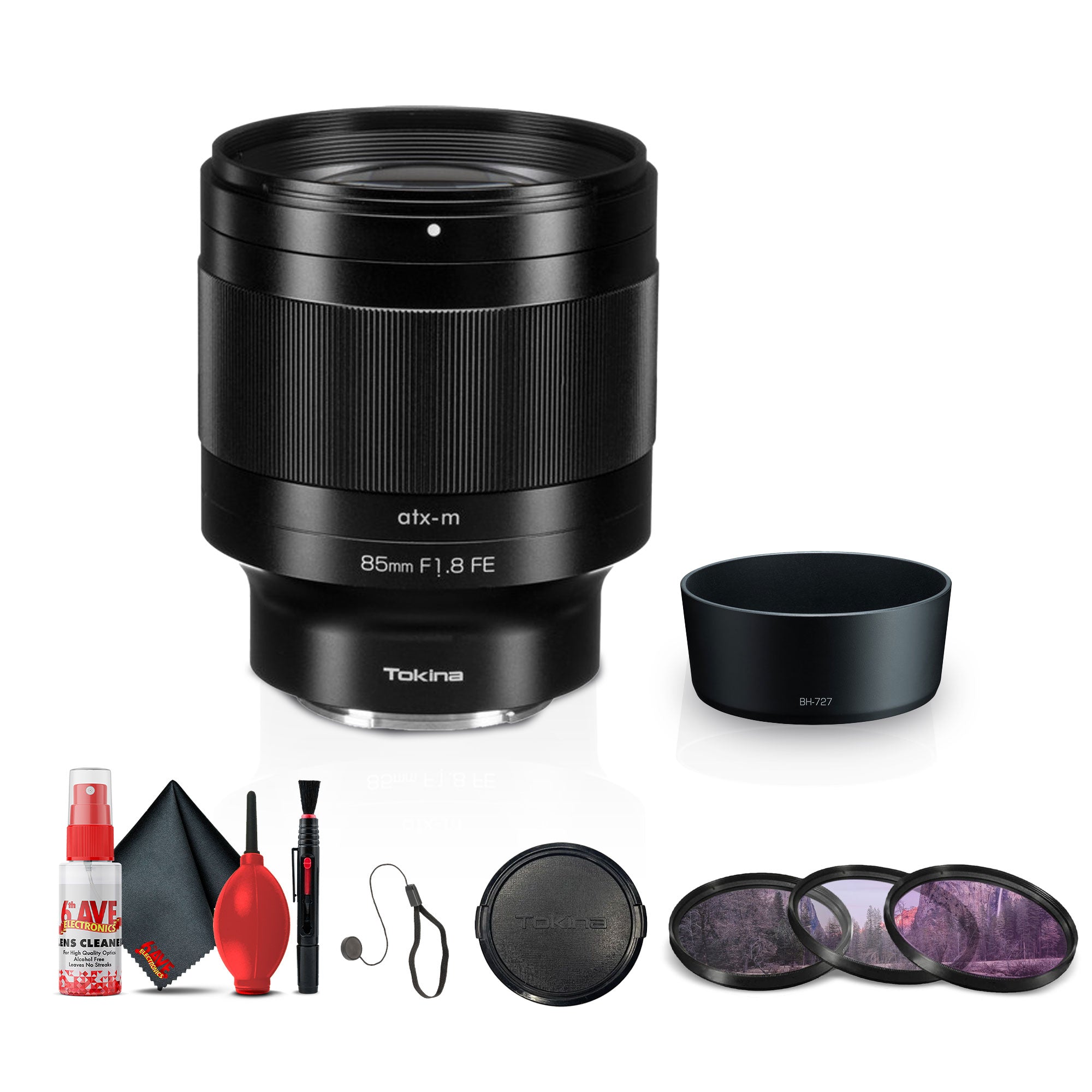 Tokina atx-m 85mm f/1.8 FE Lens for Sony E + Lens Filter Kit + Cleaning Kit + More