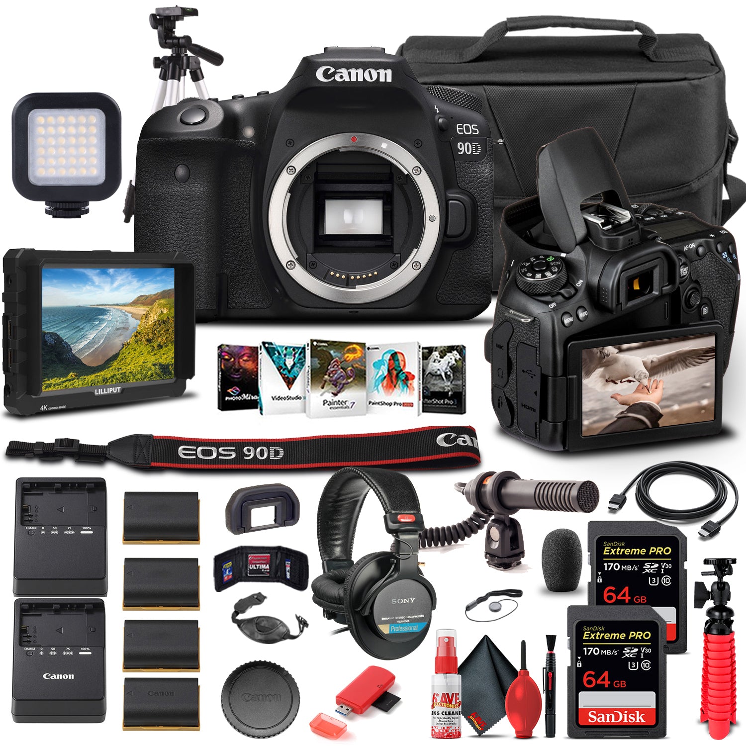 Canon EOS 90D DSLR Camera Body Only 3616C002  - Pro Bundle