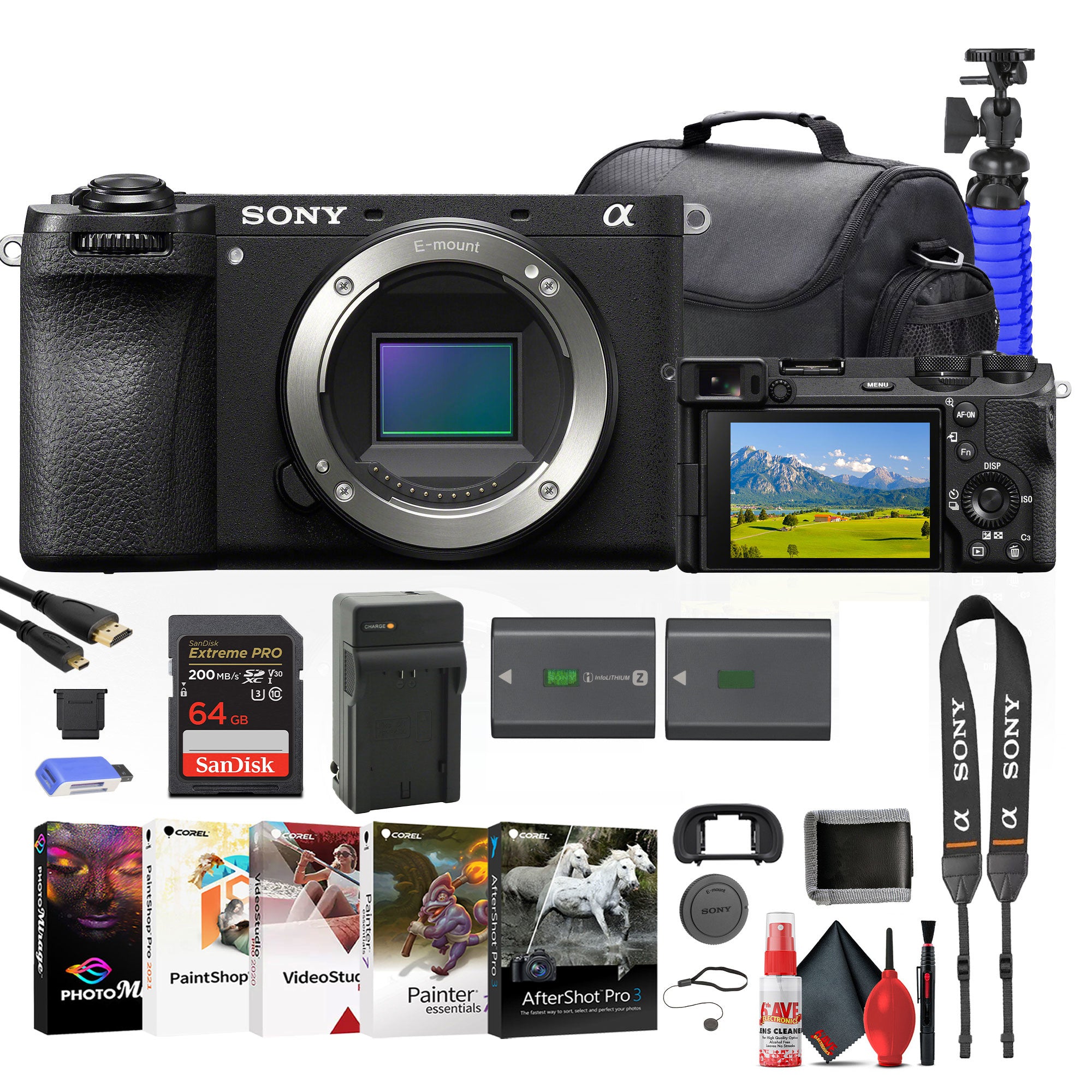 Sony a6700 Mirrorless Camera + 64GB Card + NP-FZ100 Battery + Card Reader + More