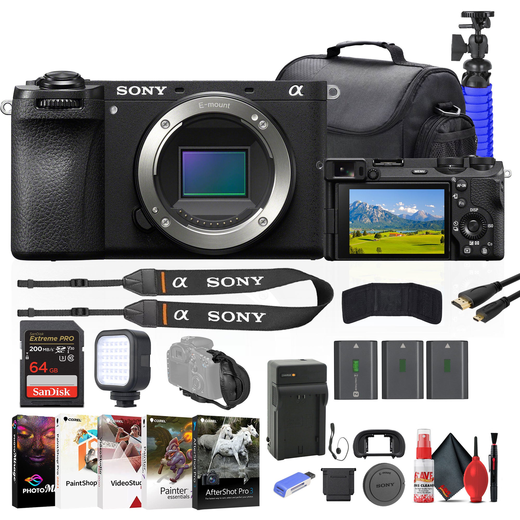 Sony a6700 Mirrorless Camera + 64GB Card + 2 x NP-FZ100 Battery + More