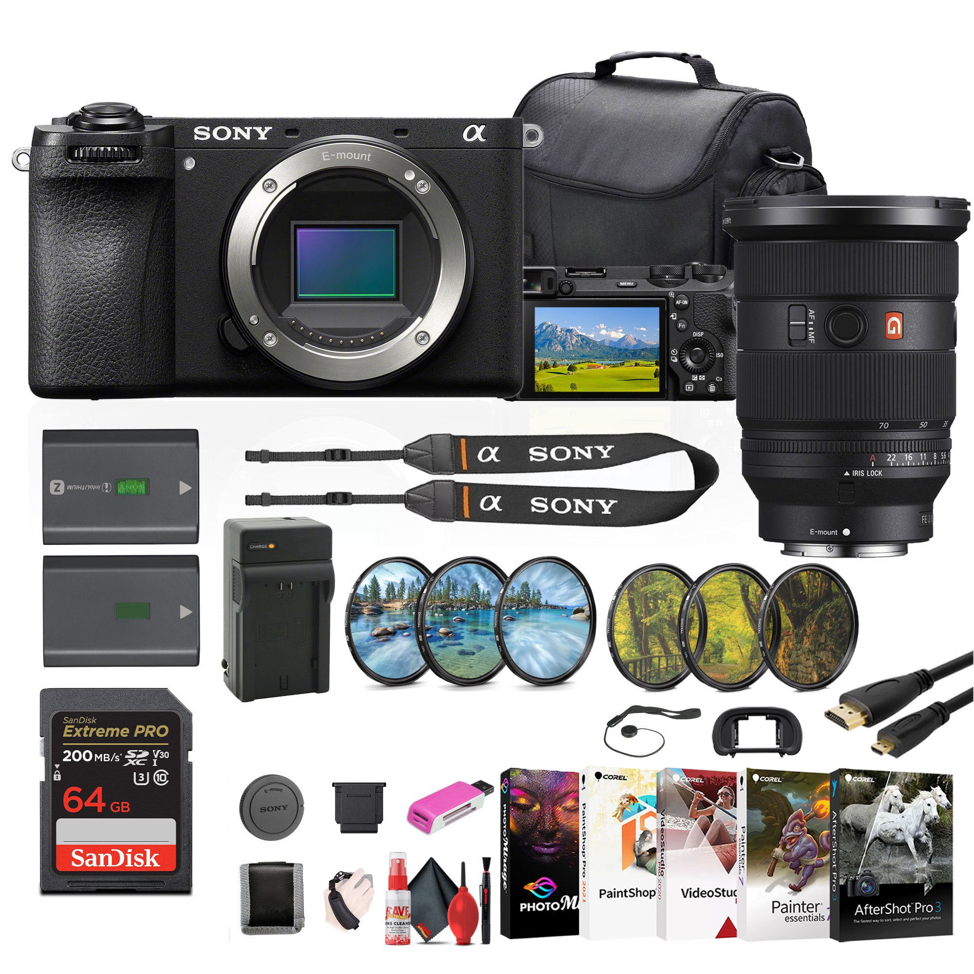 Sony a6700 Mirrorless Camera + Sony FE 24-70mm Lens + Filter Kit + Bag + More