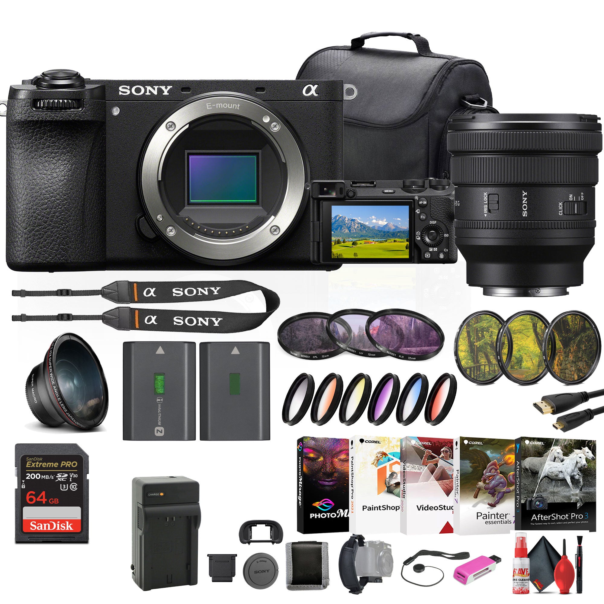 Sony a6700 Mirrorless Camera + Sony FE PZ 16-35mm Lens + Filter Kit + More