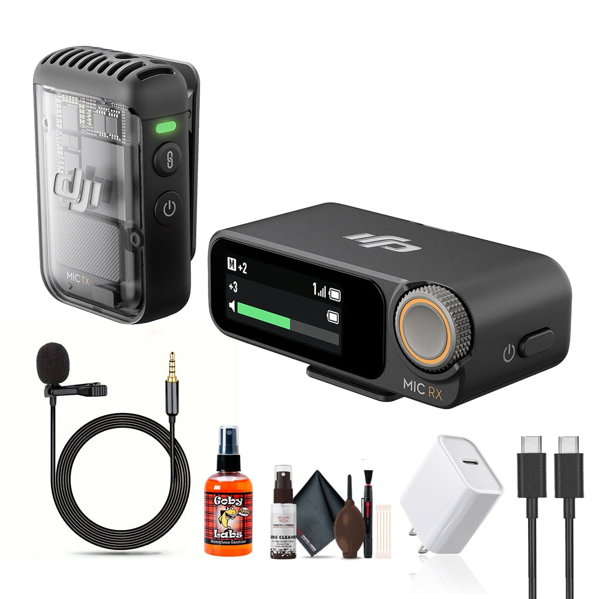 DJI Mic 2 Compact Digital Wireless Microphone System/Recorder for Camera & Smartphone Bundle DJI