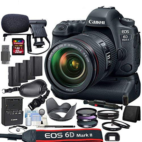 Canon EOS 6D Mark II DSLR Camera Kit with 24-105mm is II USM Lens + Canon BG-E21 Grip/Power Bundle