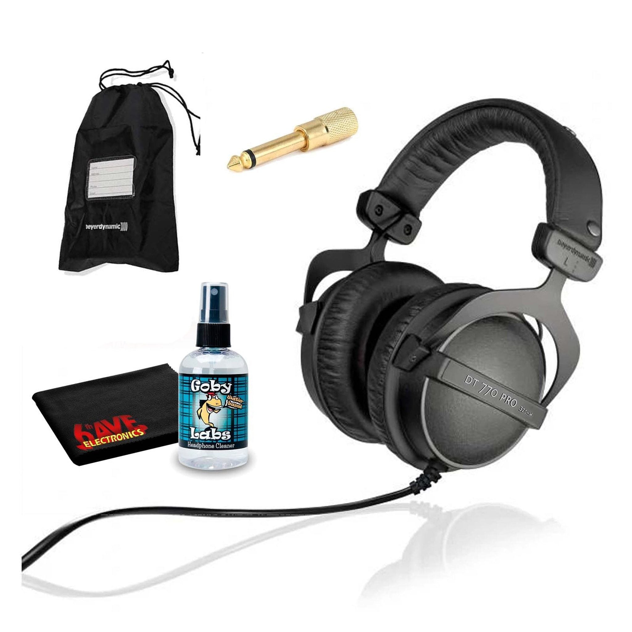 Beyerdynamic DT 770 Pro 32 ohm Professional Studio Headphones with 6Ave Headphone Cleaning Kit and Extended Warranty Bundle