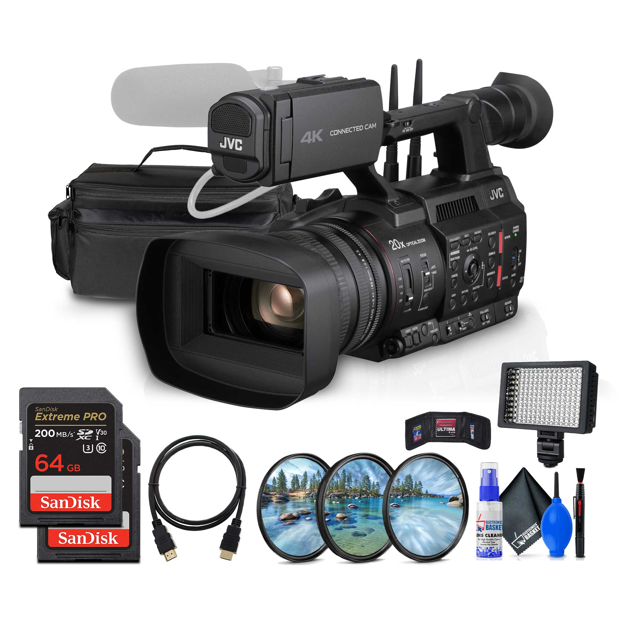 JVC GY-HC550 9.35MP 4K UHD Handheld 4K Broadcast Professional Camcorder + More