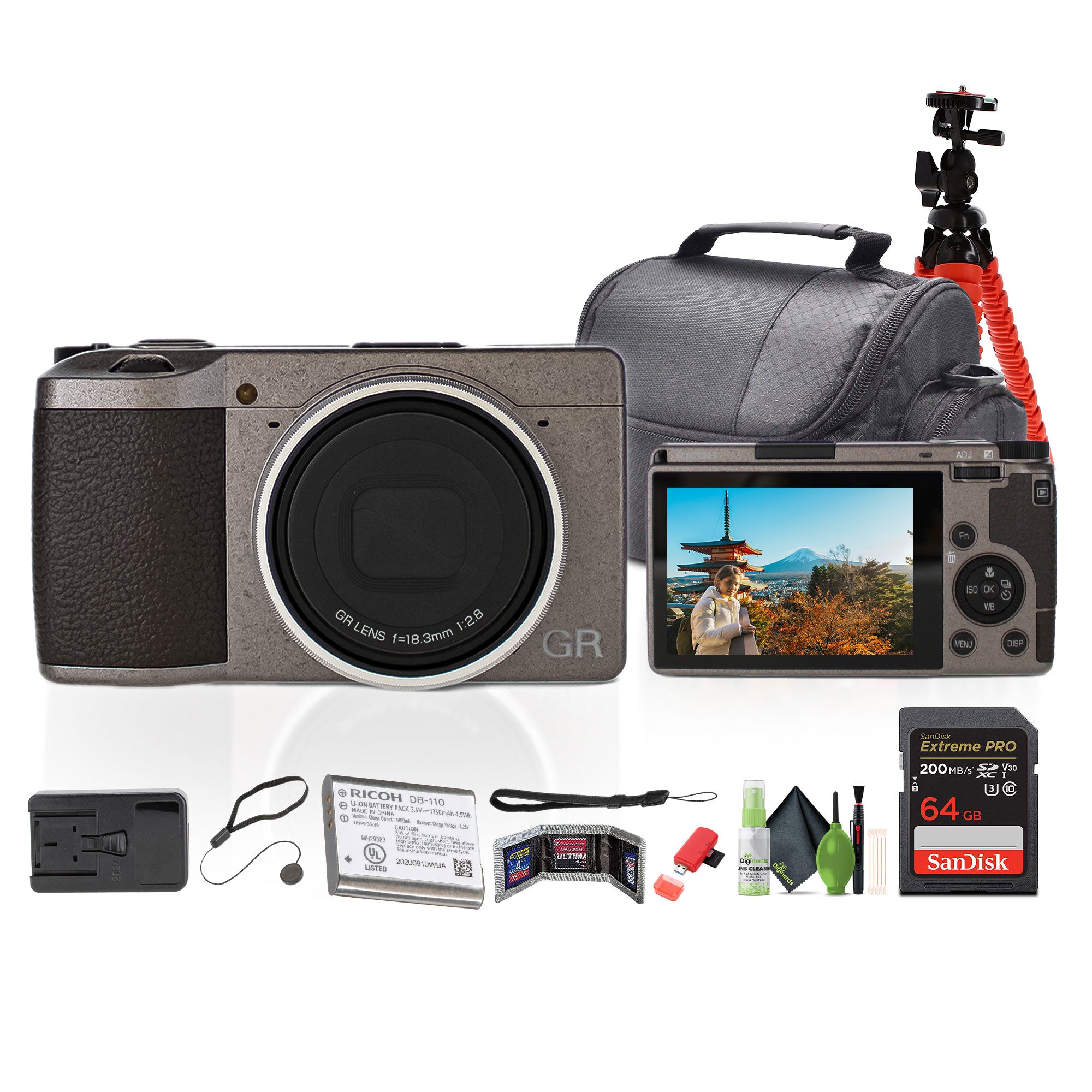 Ricoh GR III Diary Edition Compact Portable Digital Camera + 64GB Memory Card + More