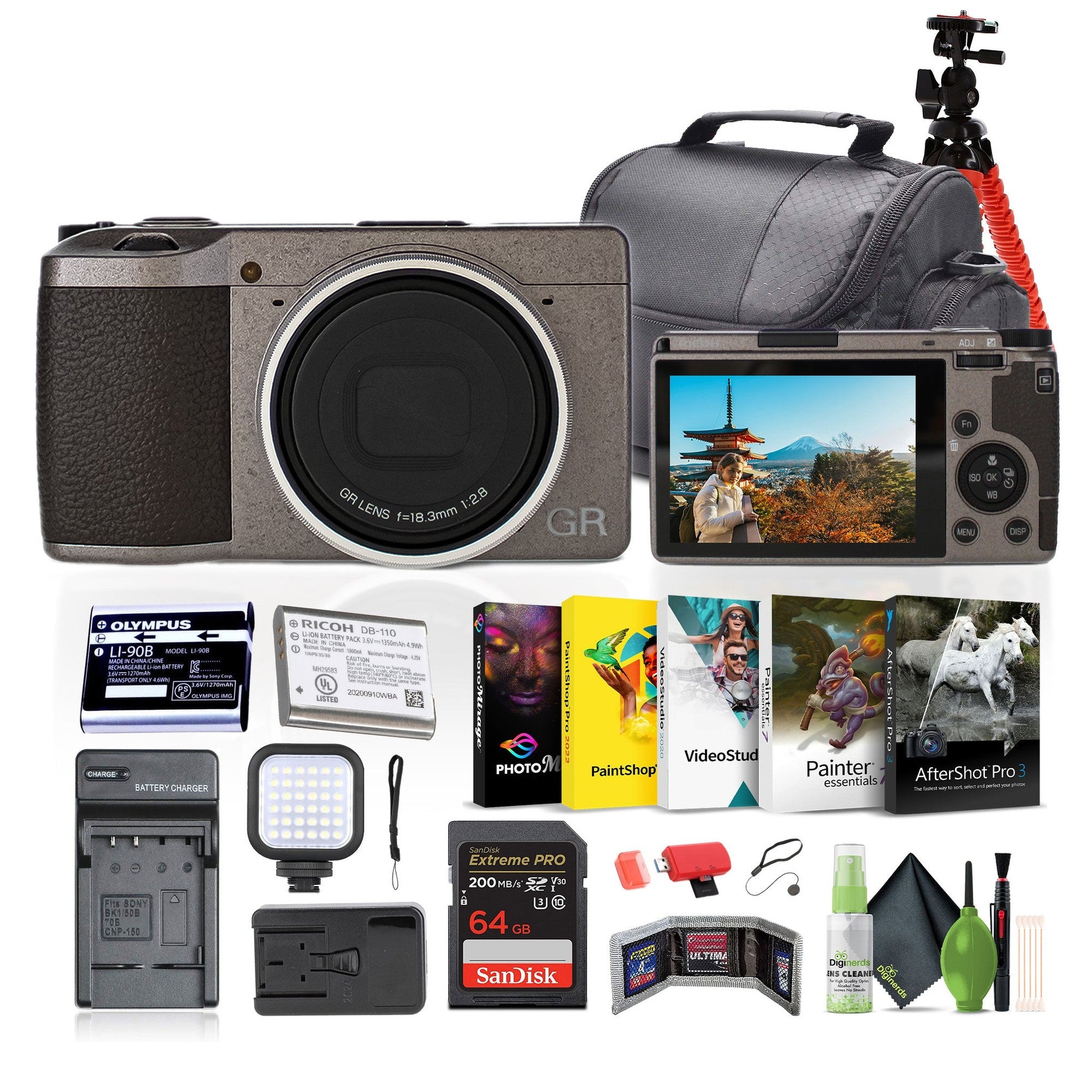 Ricoh GR III Diary Edition Compact Portable Digital Camera + 64GB Memory Card + More Ricoh