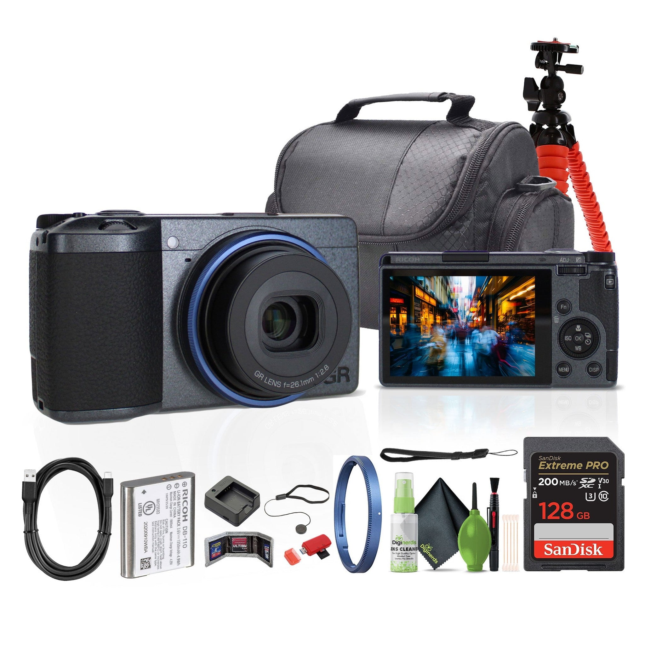 Ricoh GR IIIx Urban Edition Compact Portable Digital Camera + 64GB Memory Card + More Ricoh