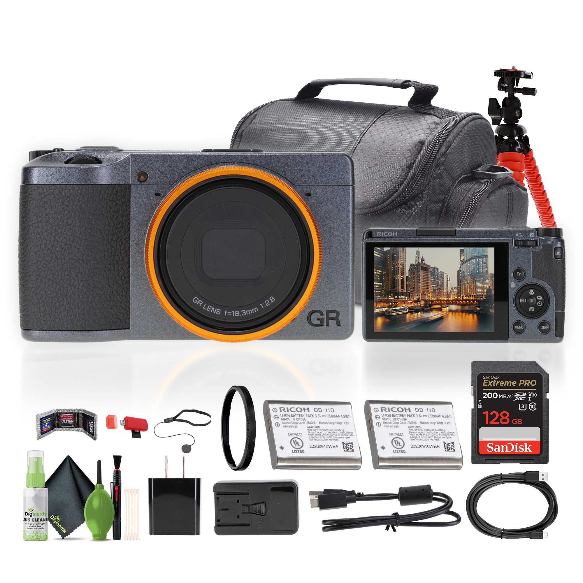 Ricoh GR III Street Edition Compact Portable Digital Camera + 64GB Memory Card + More