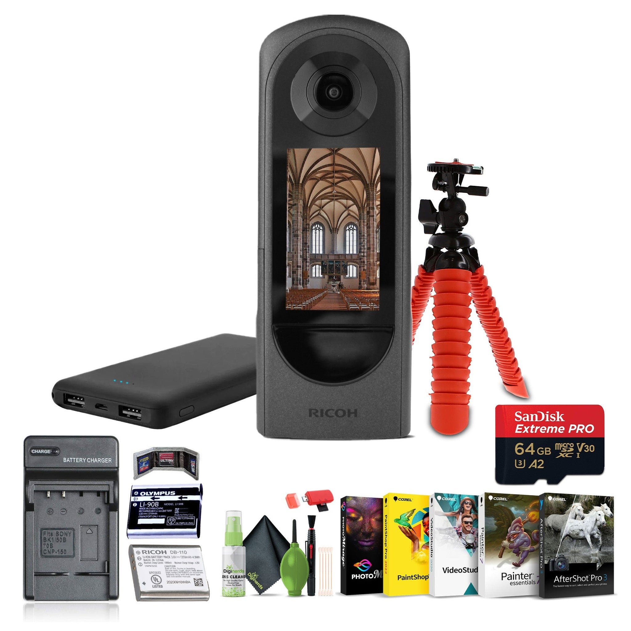 Ricoh THETA X 360-Degree Camera 5.7K30 Video, 2.25" Touchscreen, Sensors + More Ricoh