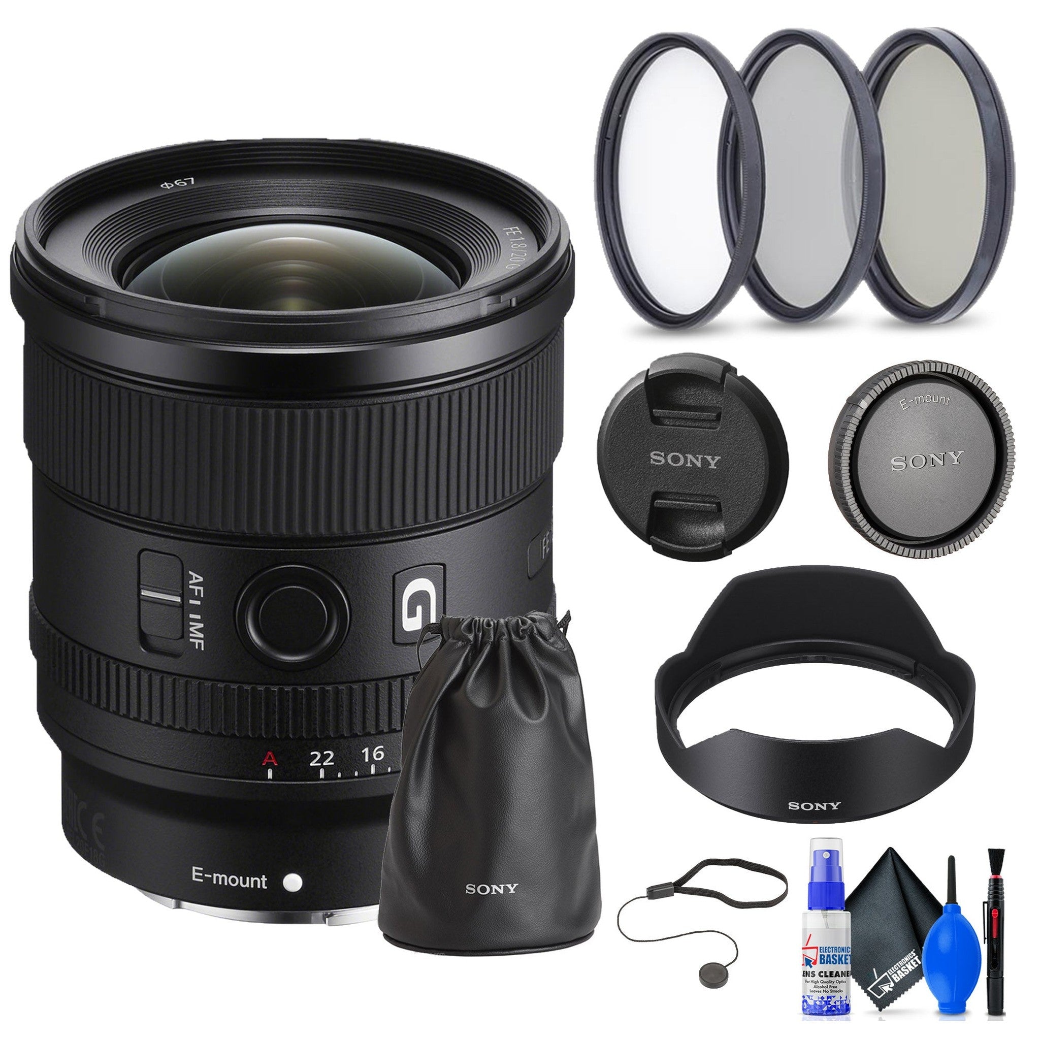 Sony FE 20mm f/1.8 G Lens SEL20F18G + Filter Kit + Cap Keeper - Bundle