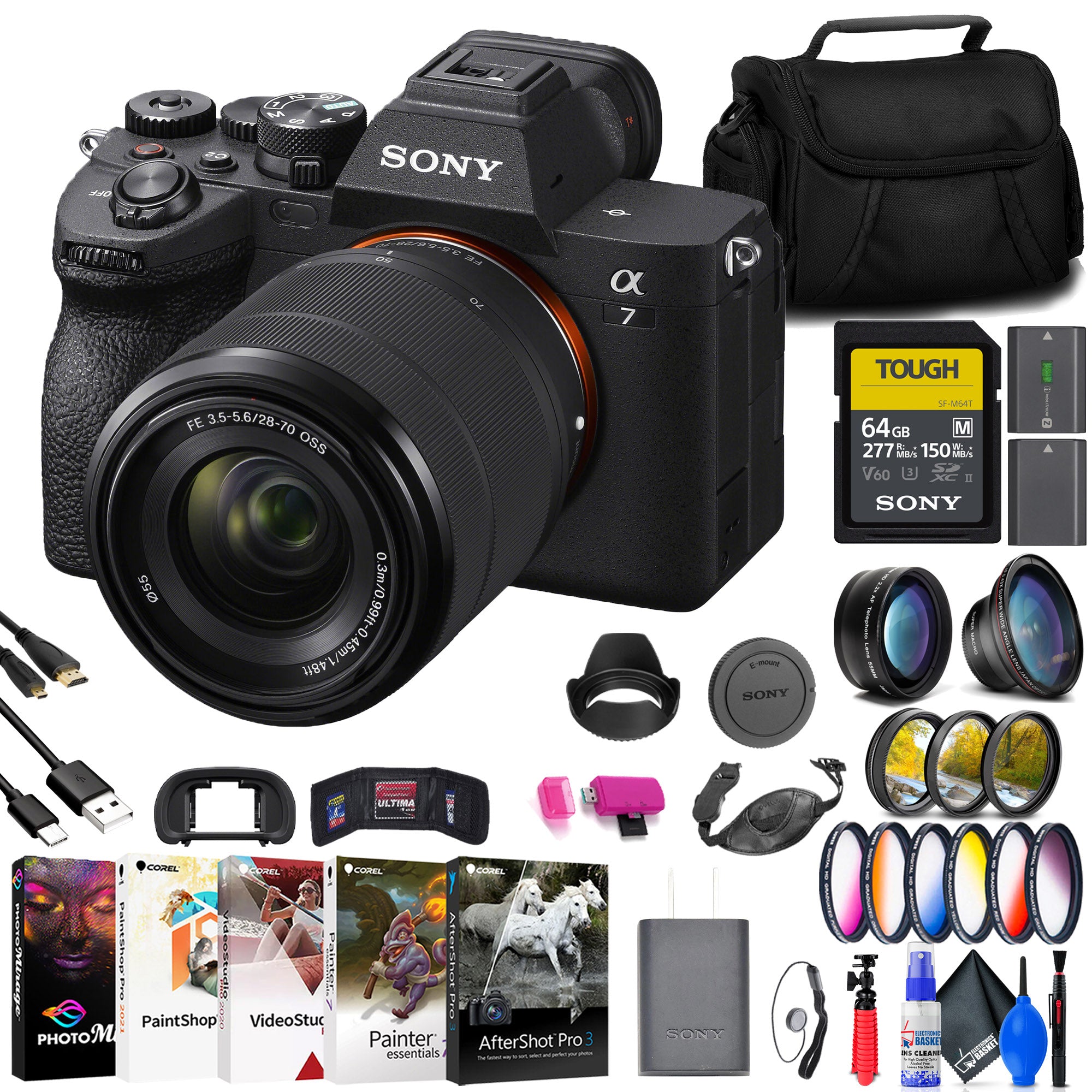 Sony a7 IV Mirrorless Camera with 28-70mm Lens + 64GB Card + Filter Kit + More