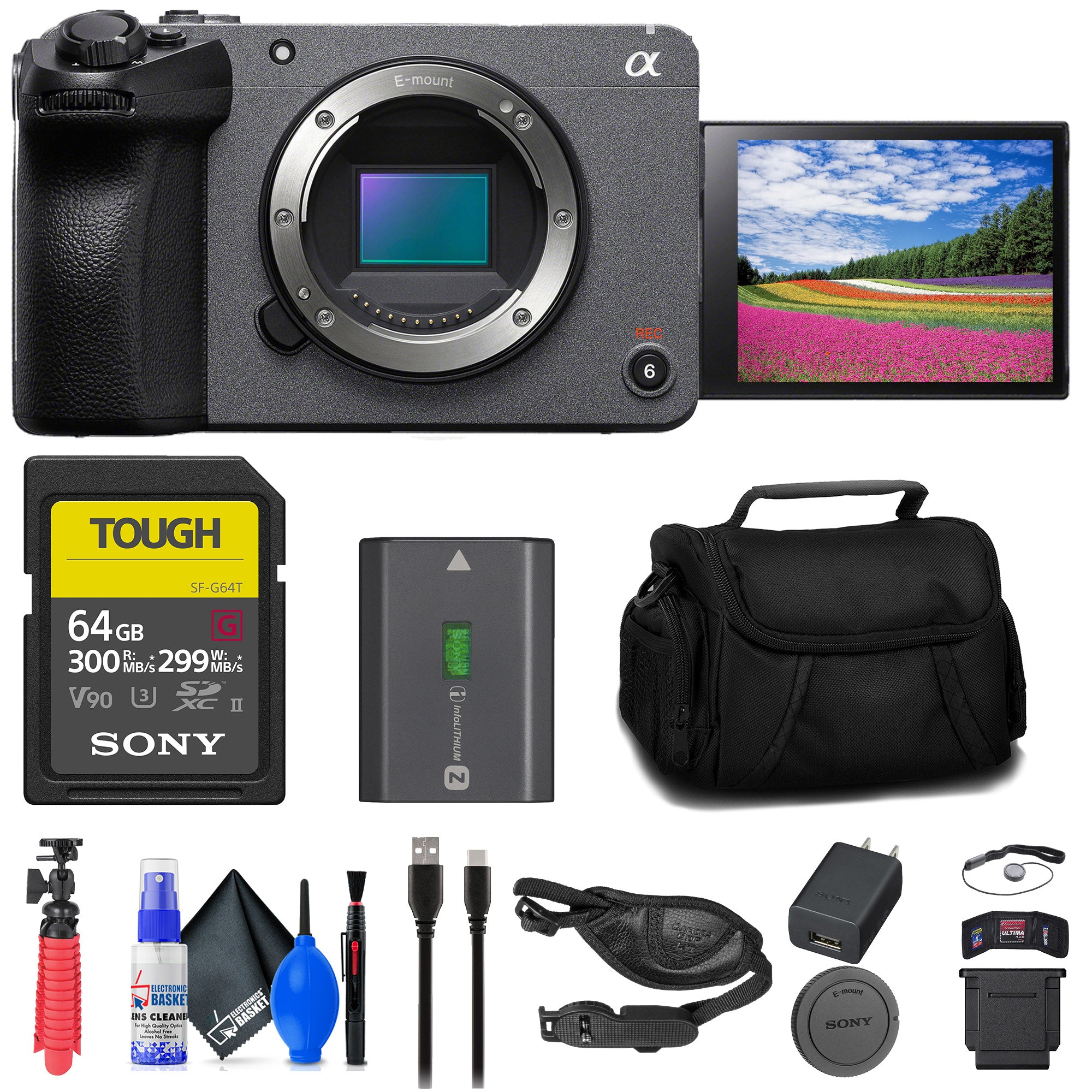 Sony FX30 Digital Cinema Camera + 64GB SF-G Tough Card + Bag + Flex Tripod + More