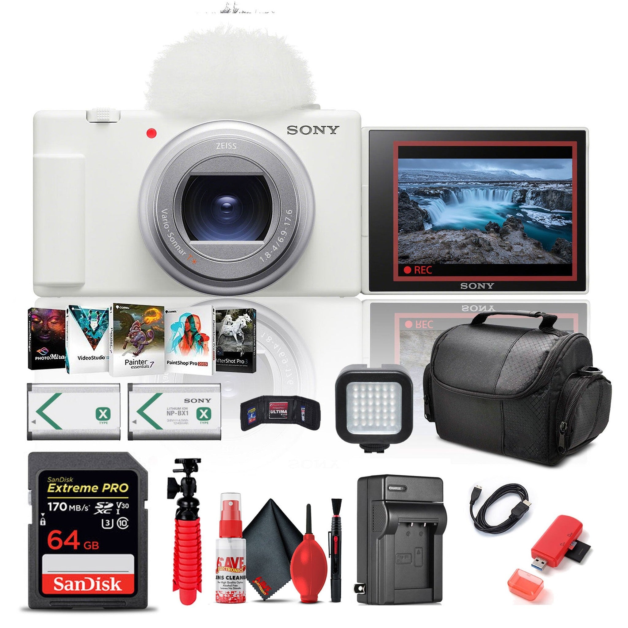 Sony ZV-1 II Digital Camera + 64GB Memory Card + Photo Software + Battery + More