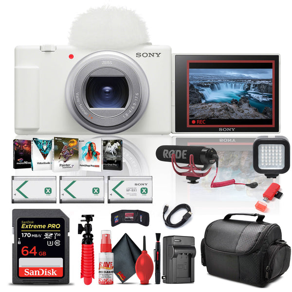 Sony ZV-1 II Digital Camera + Pro Mic + 64GB Memory Card + Photo Software + More