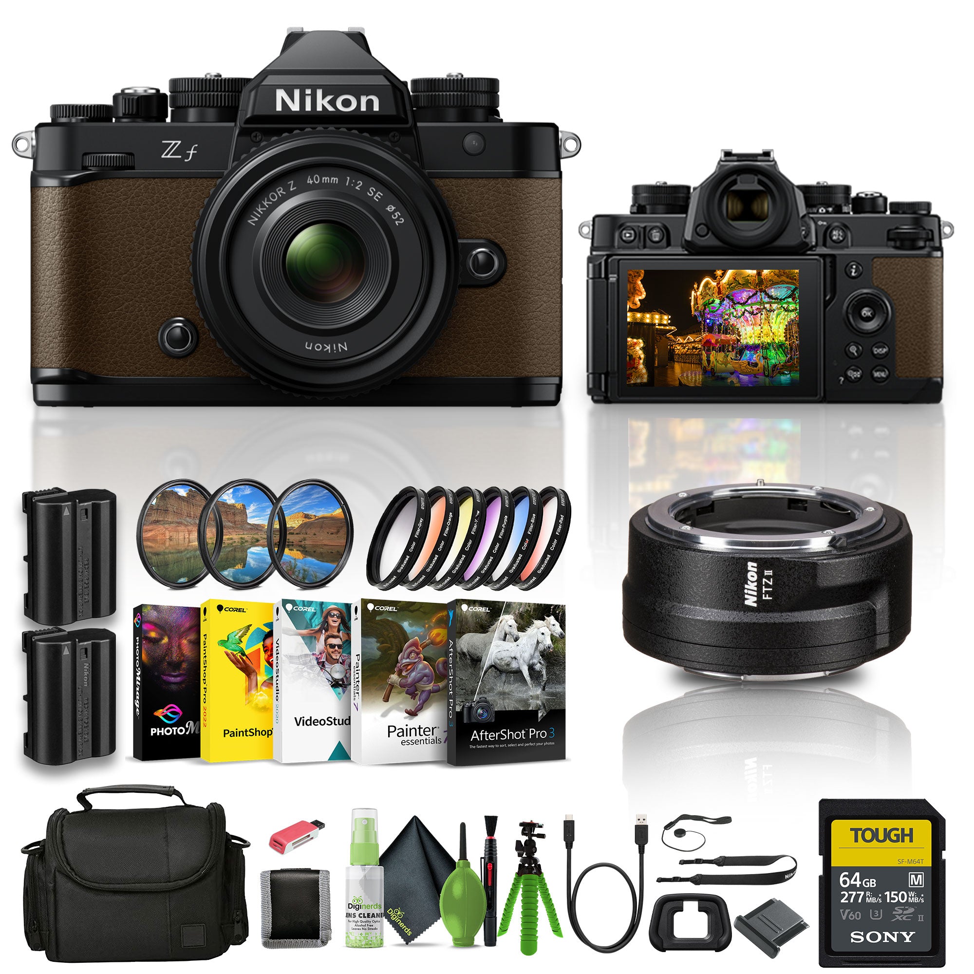 Nikon Zf 24.5MP Sensor 4K Video Recording Mirrorless Camera (Brown) With Nikon Lens Bundle