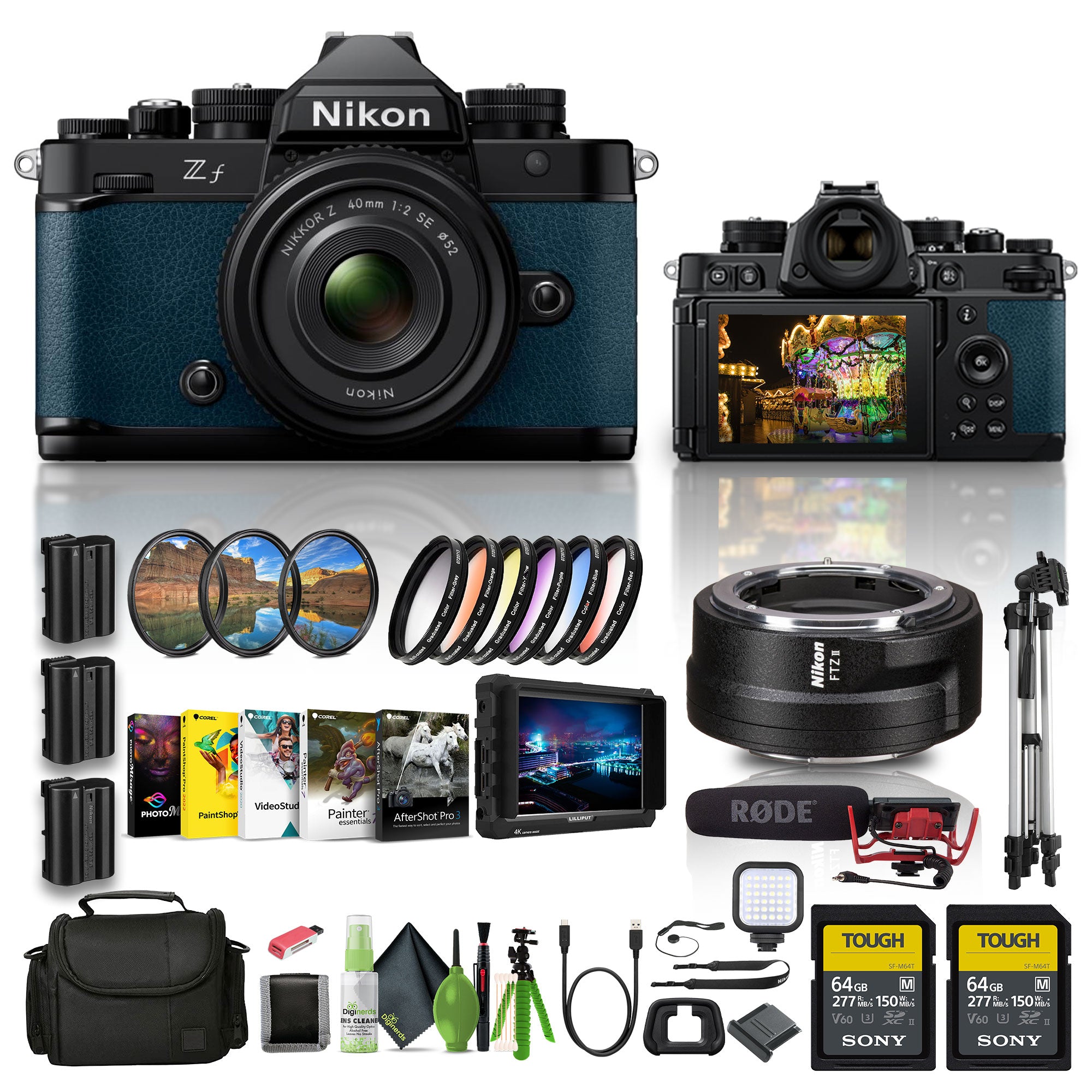 Nikon Zf 24.5MP Sensor 4K Video Recording Mirrorless Camera (Blue) With Nikon Lens Bundle