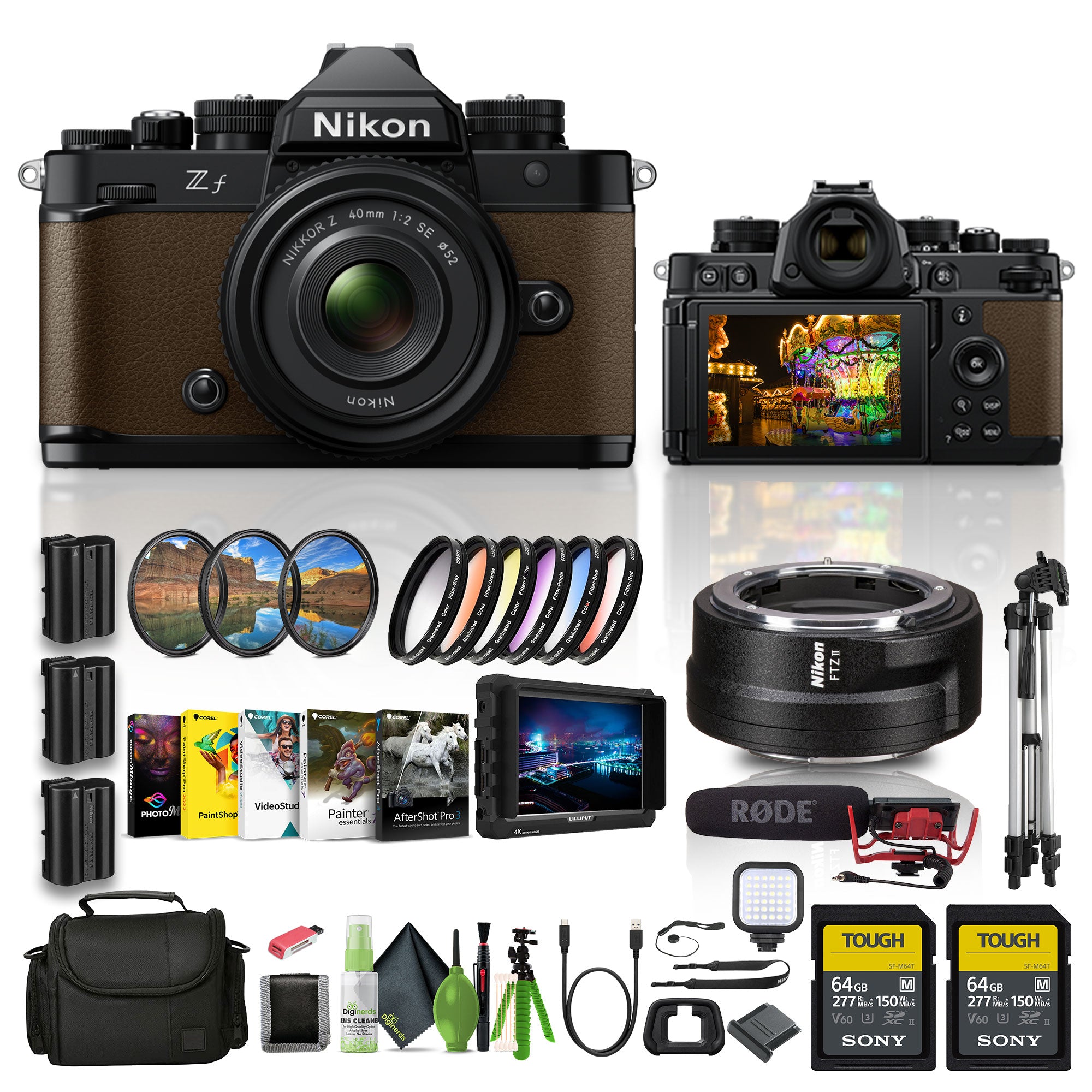 Nikon Zf 24.5MP Sensor 4K Video Recording Mirrorless Camera (Brown) With Nikon Lens Bundle