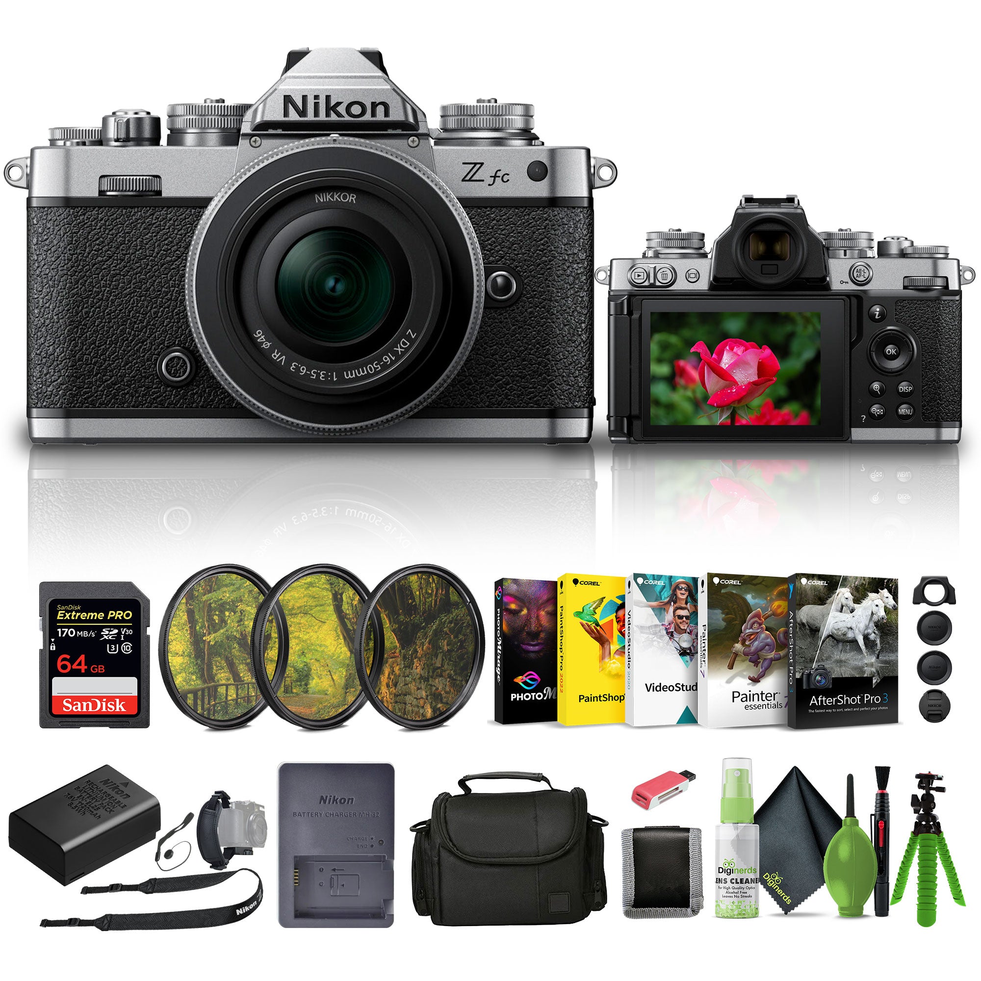 Nikon Zfc Mirrorless Camera with 16-50mm Lens Silver 1675 + 64GB Memory Card + More