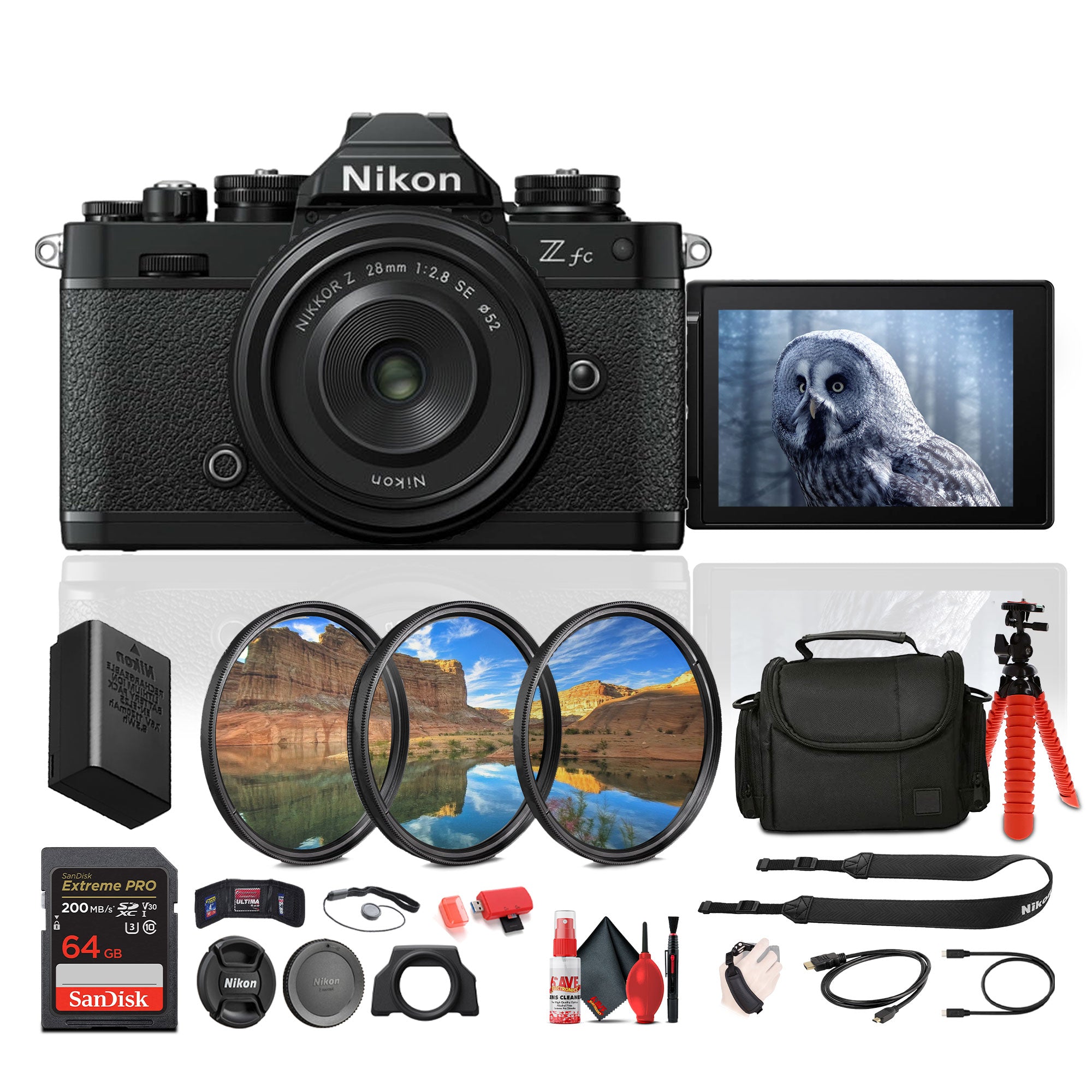 Nikon Z fc DX-Format Mirrorless Camera with NIKKOR Retro Style Z 28mm f/2.8 (SE) Lens + More