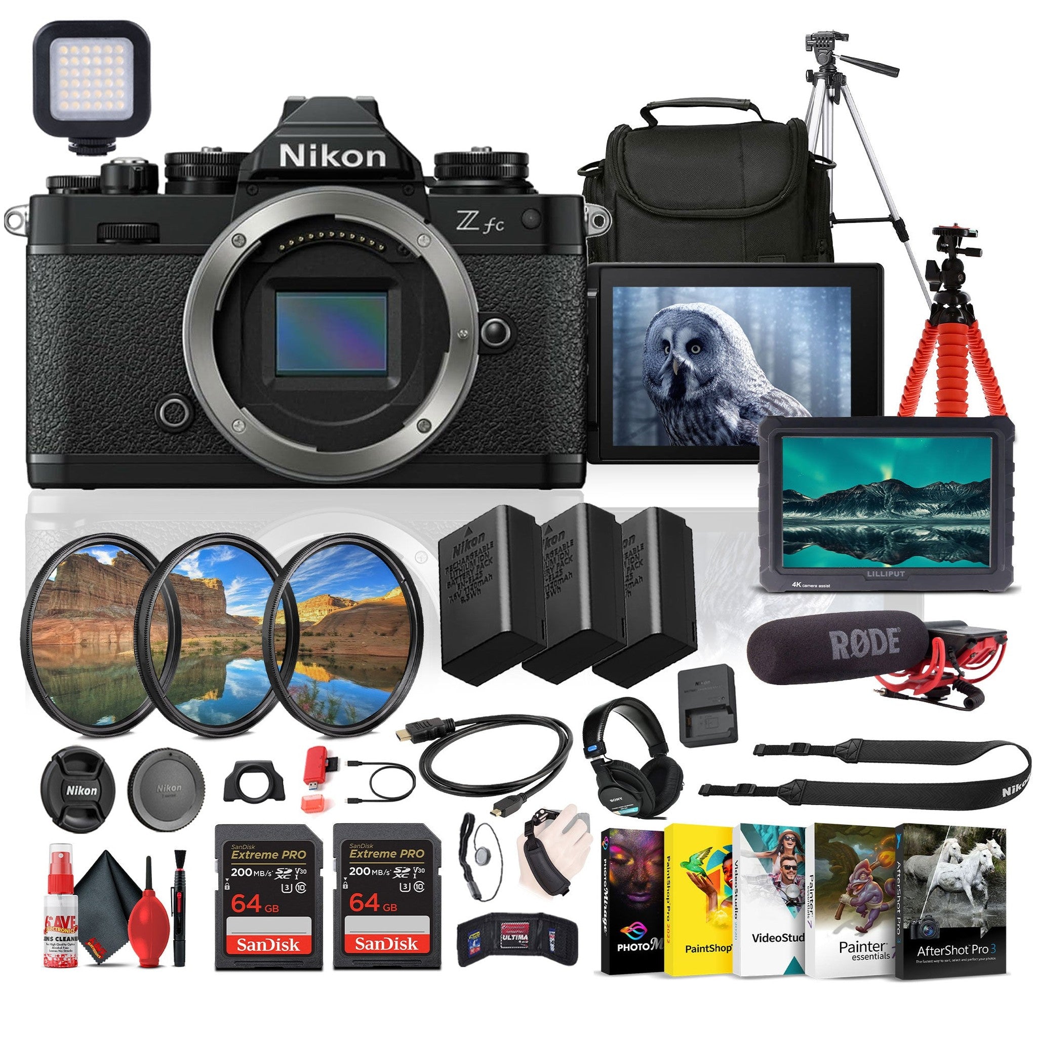 Nikon Z fc DX-Format Mirrorless Camera + Mic + Monitor + Pro HeadPhones + More - Reconditioned Nikon