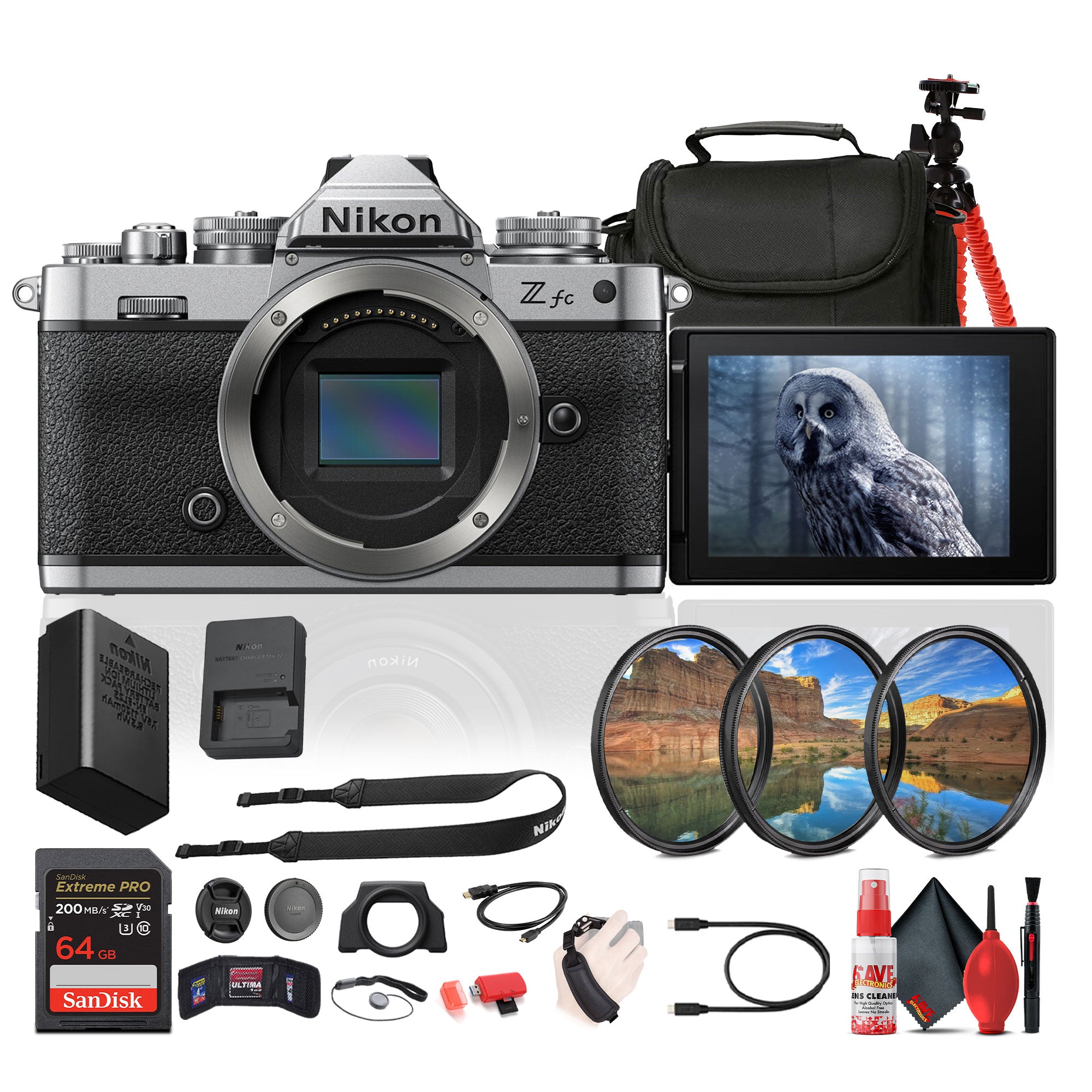 Nikon Z fc DX-Format Mirrorless Camera + 64GB Memory Card + Camera Bag + More