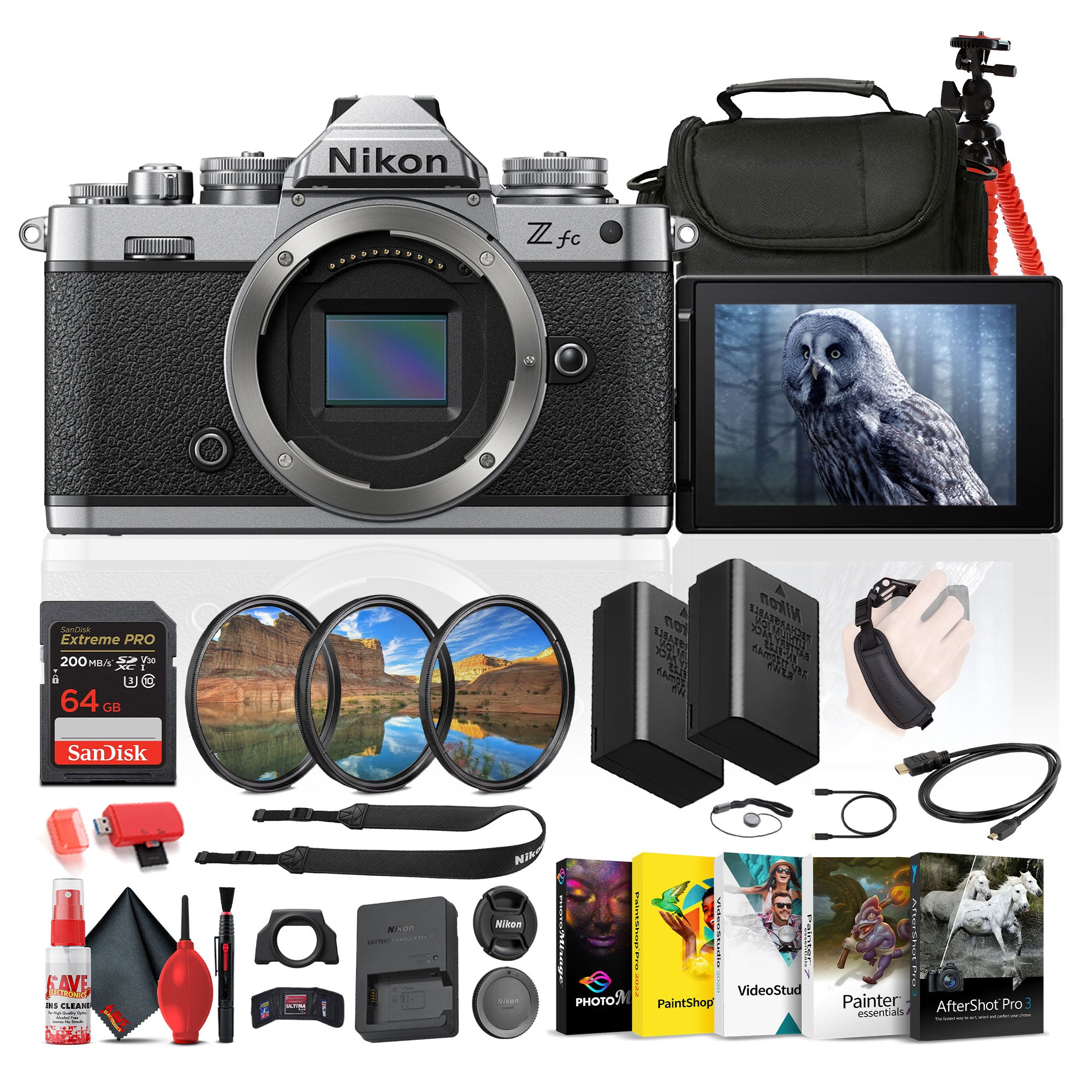 Nikon Z fc DX-Format Mirrorless Camera + EN-EL25 Battery + 64GB Memory Card + More