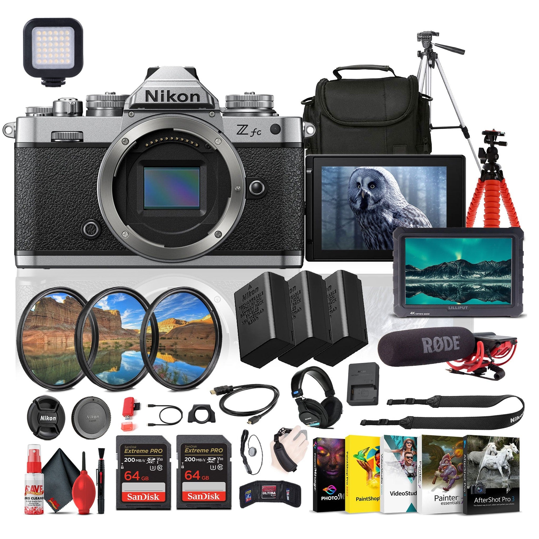 Nikon Z fc DX-Format Mirrorless Camera + Mic + Monitor + Pro HeadPhones + More Nikon