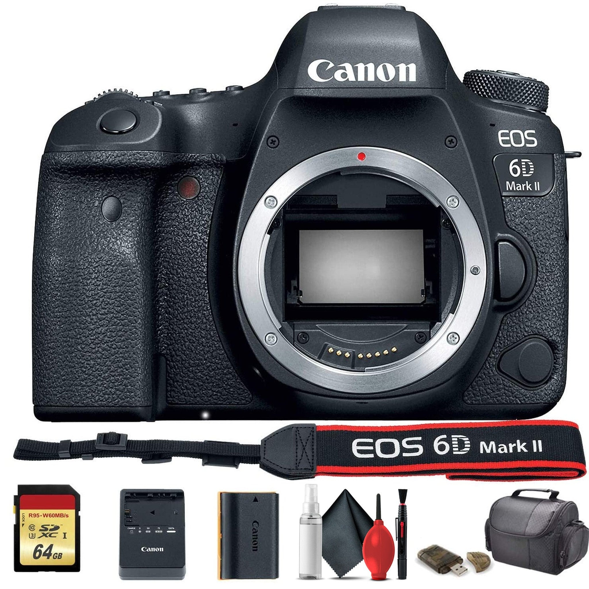 Canon EOS 6D Mark II DSLR Camera International Model 1897C002 - Starter Bundle Canon