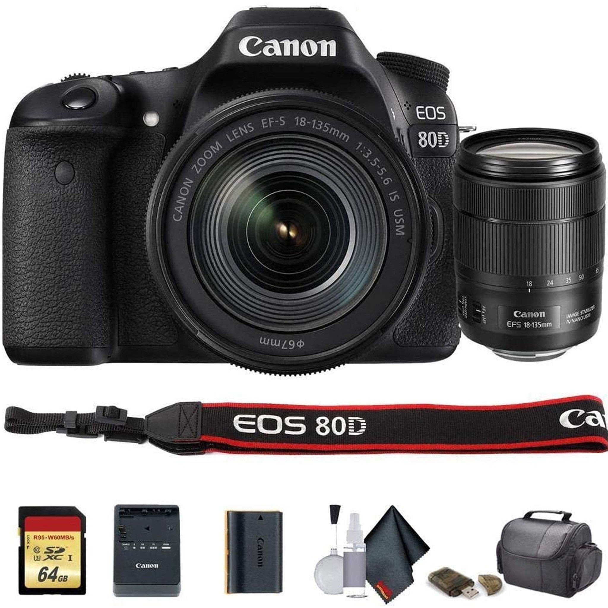 Canon EOS 80D DSLR Camera with 18-135mm Lens 1263C006 - Starter Bundle Canon