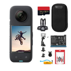 Insta360 X3 - Waterproof 360 Camera + 50 in 1 Accessory Kit + 64GB Card Bundle